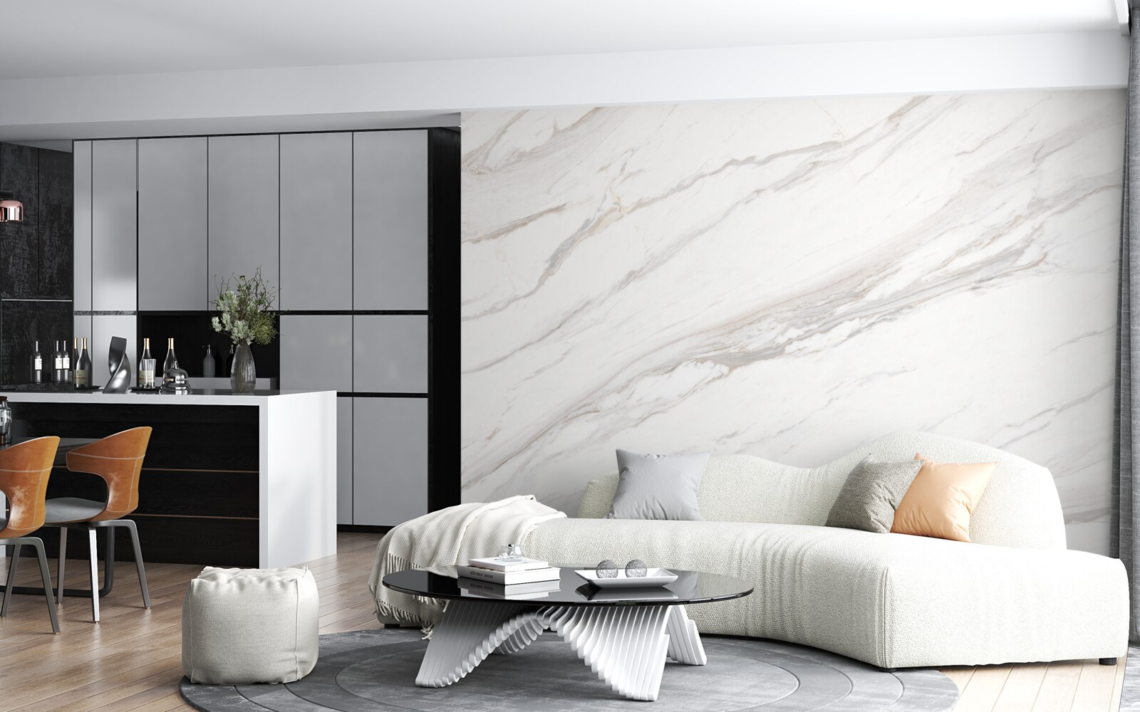 Fotobehang marmer met een delicate lichtgouden tint