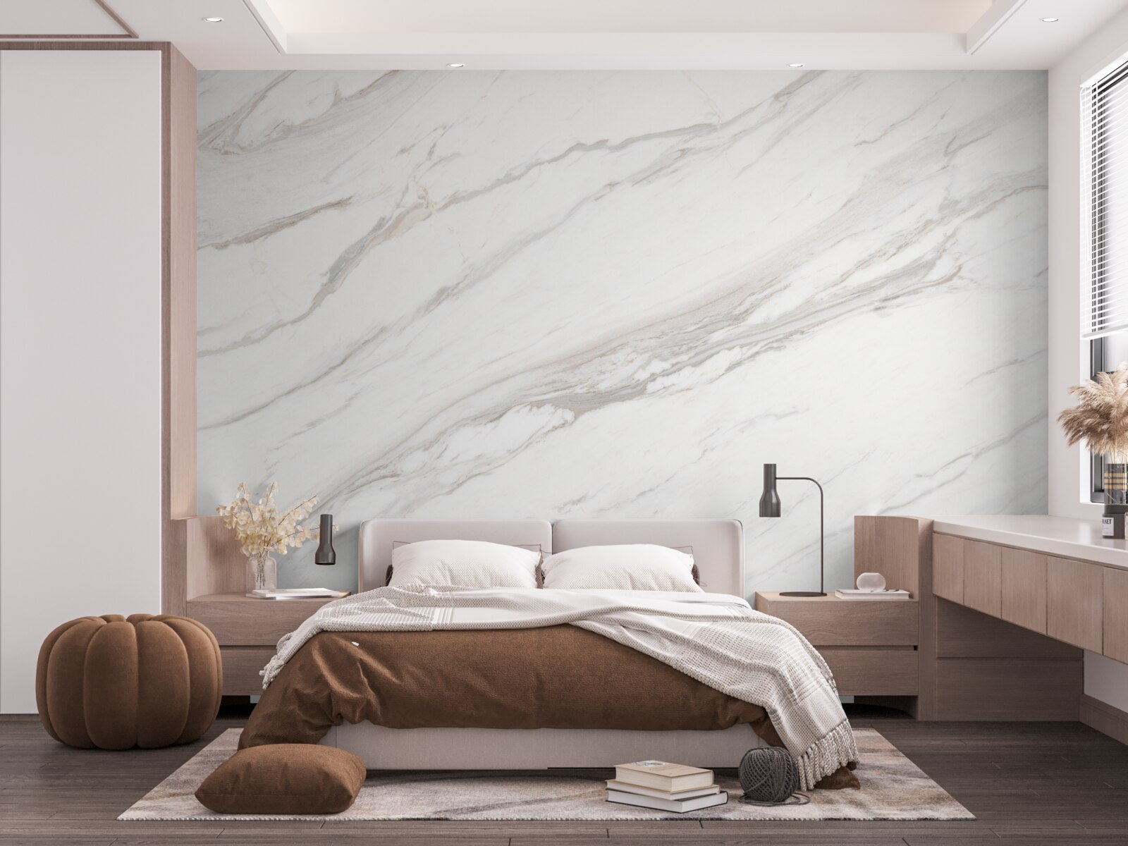 Fotobehang marmer met een delicate lichtgouden tint