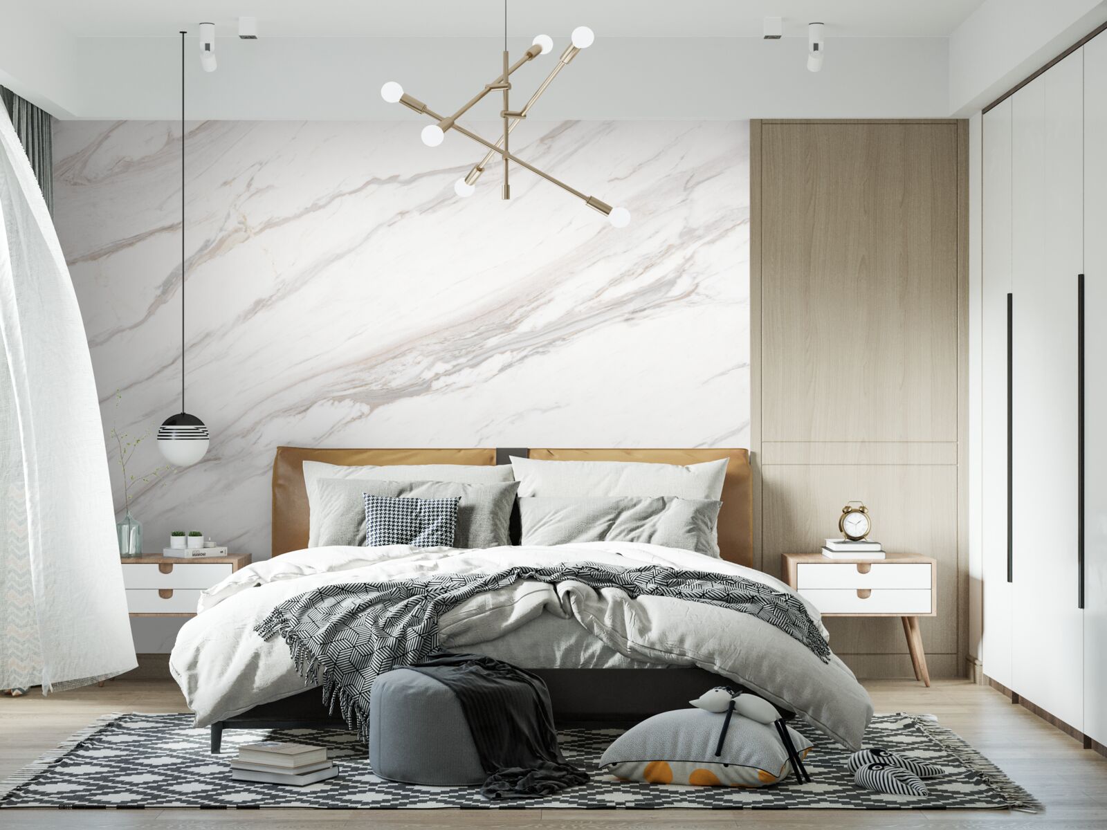 Fotobehang marmer met een delicate lichtgouden tint