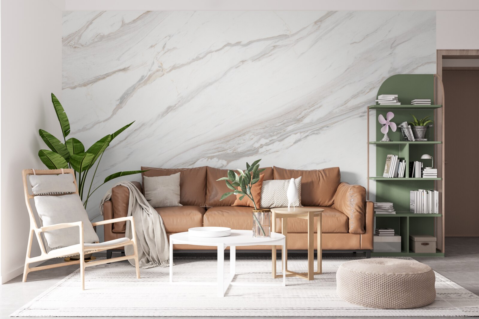 Fotobehang marmer met een delicate lichtgouden tint