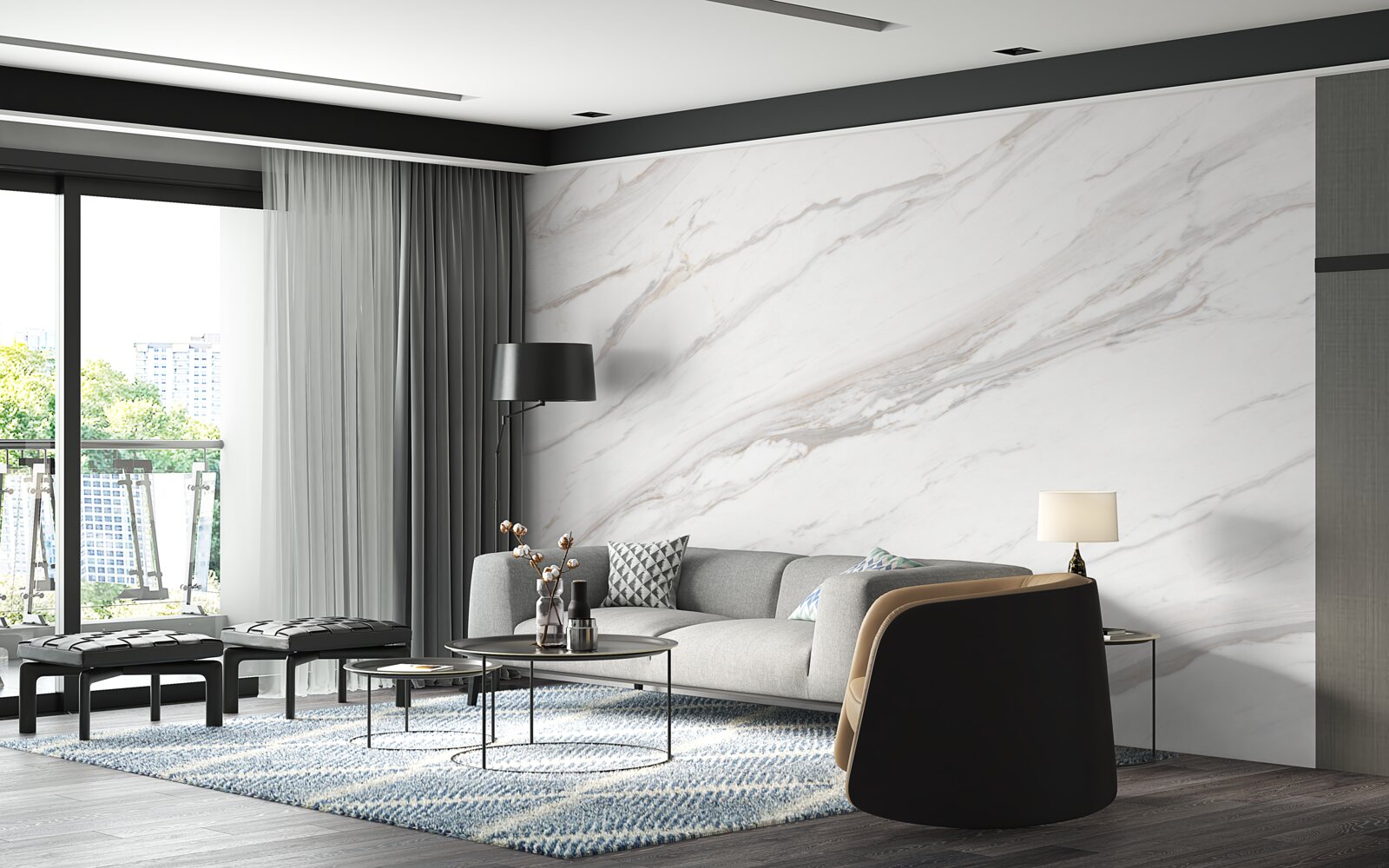 Fotobehang marmer met een delicate lichtgouden tint