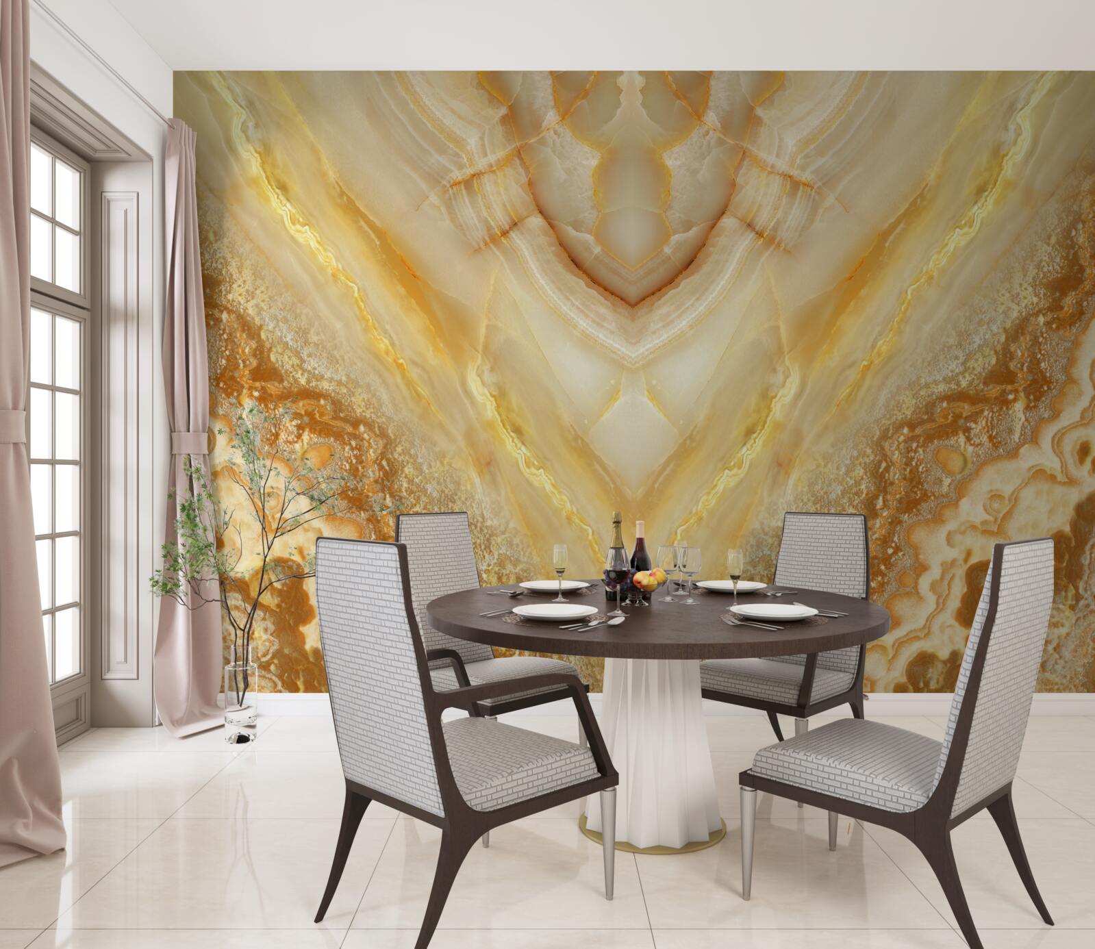 Fotobehang plak barnsteen op marmeren achtergrond