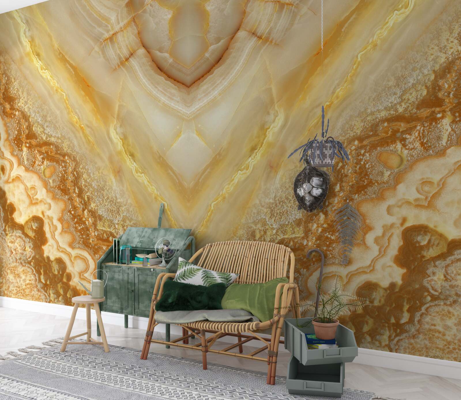 Fotobehang plak barnsteen op marmeren achtergrond