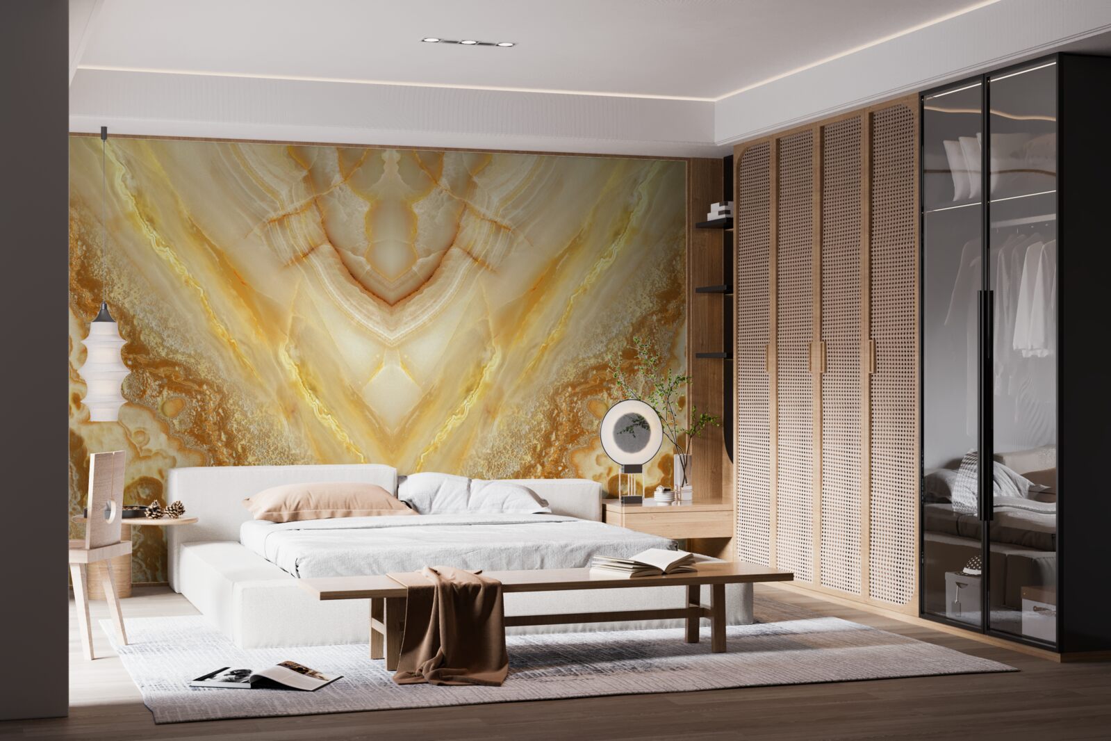 Fotobehang plak barnsteen op marmeren achtergrond