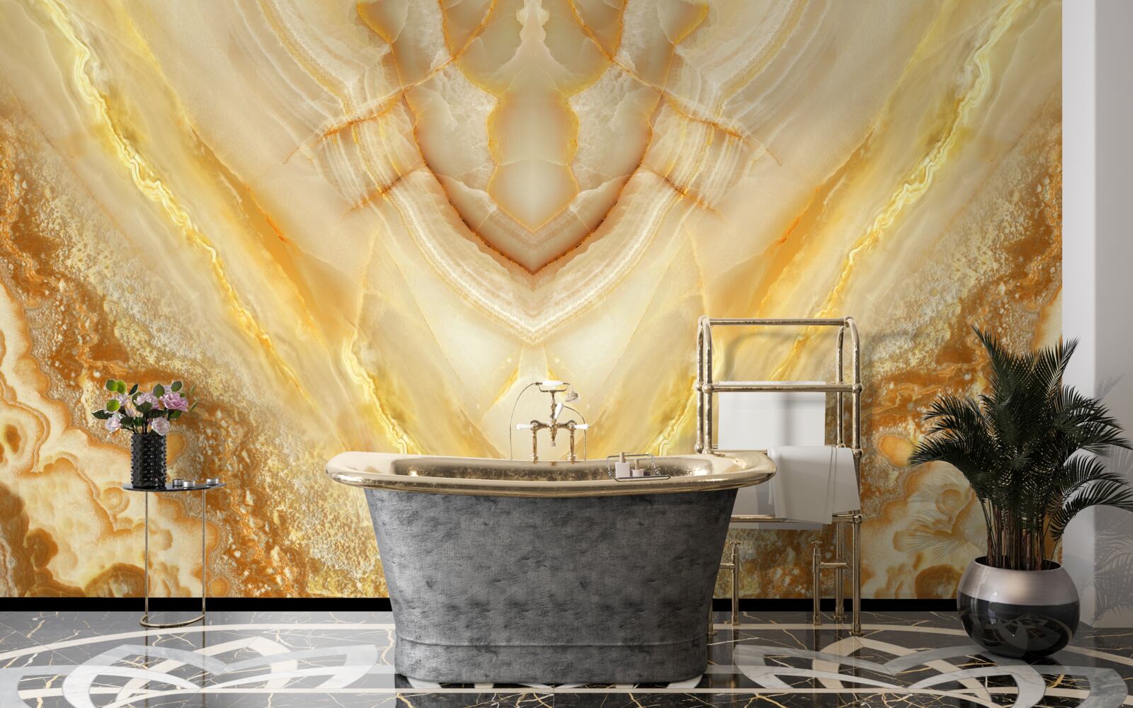 Fotobehang plak barnsteen op marmeren achtergrond