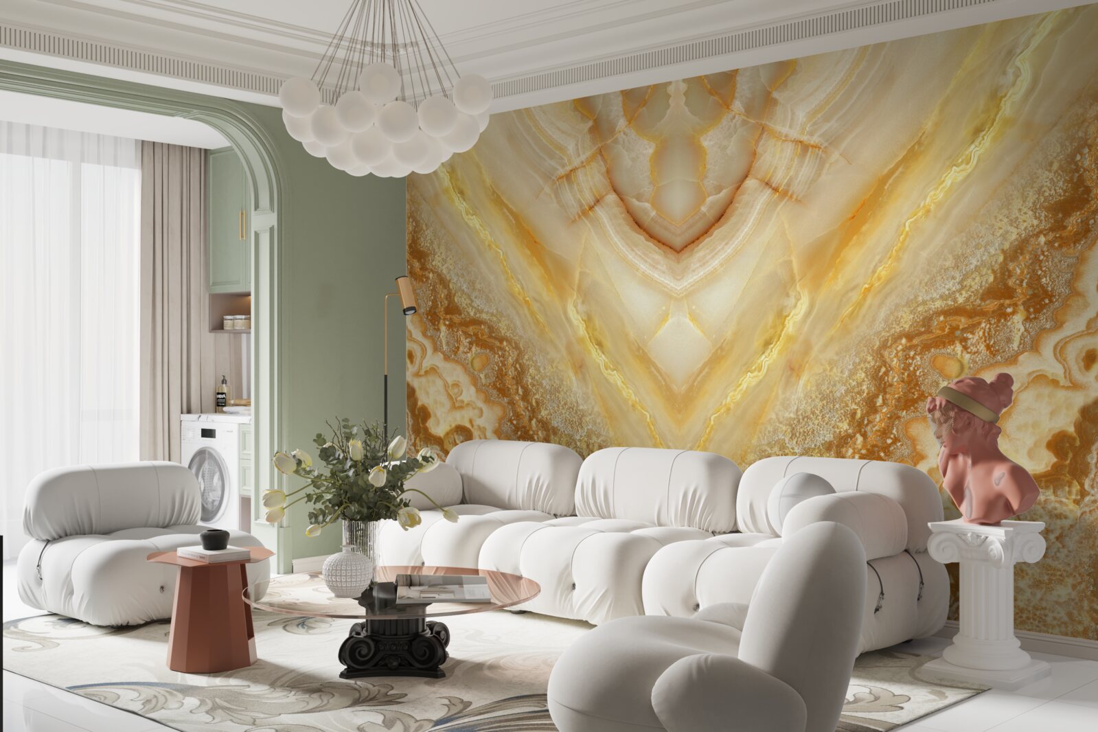 Fotobehang plak barnsteen op marmeren achtergrond