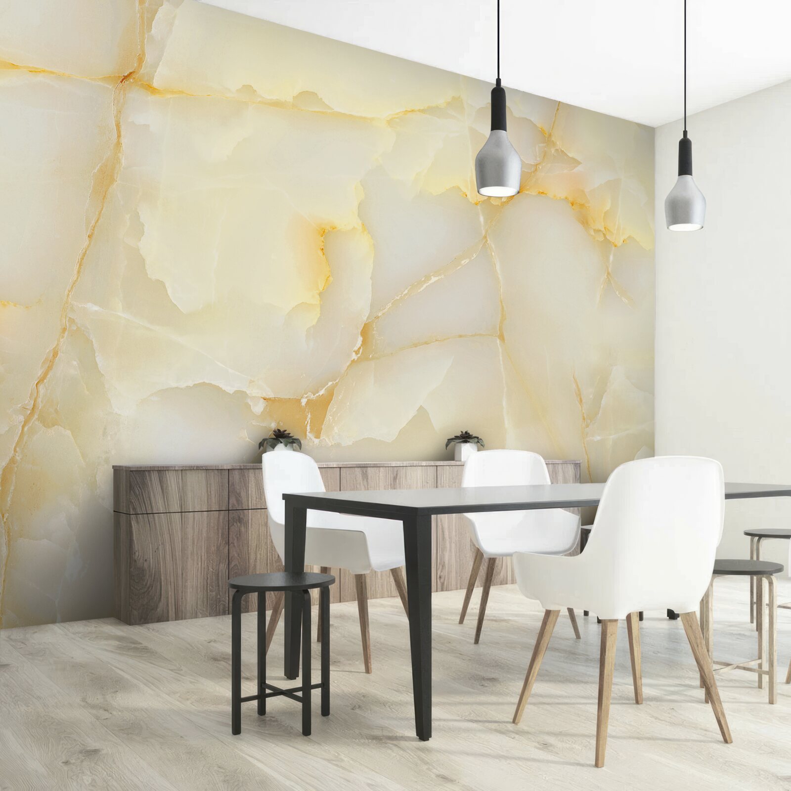 Fotobehang fijn marmer met een gouden tint