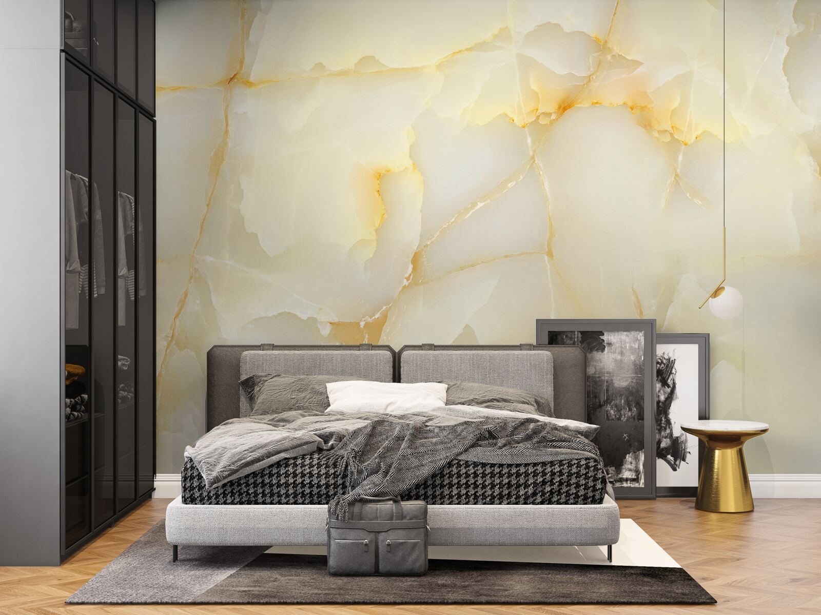 Fotobehang fijn marmer met een gouden tint