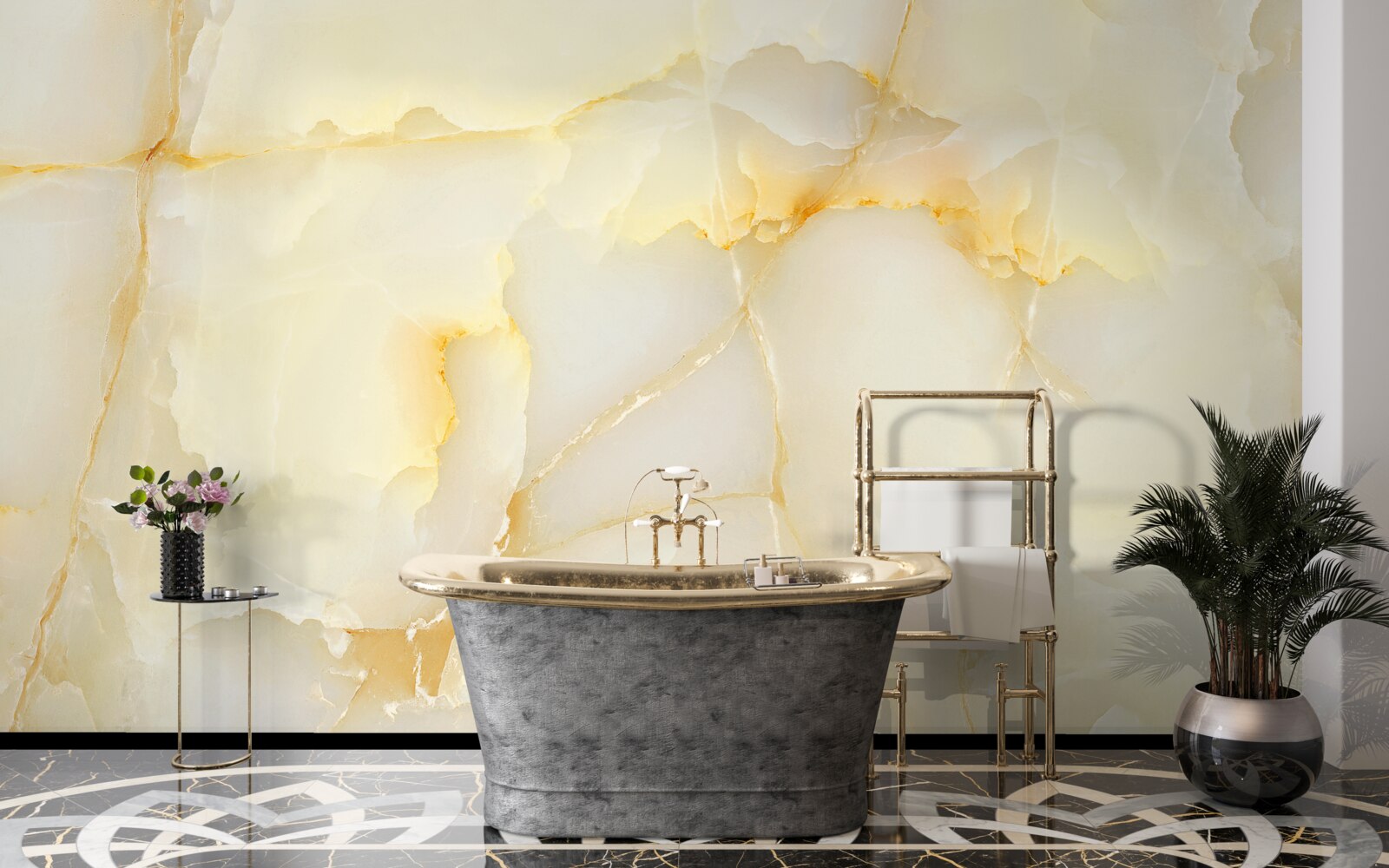 Fotobehang fijn marmer met een gouden tint