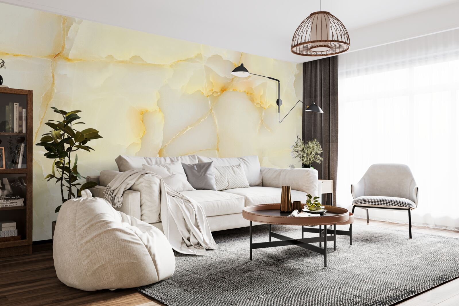 Fotobehang fijn marmer met een gouden tint