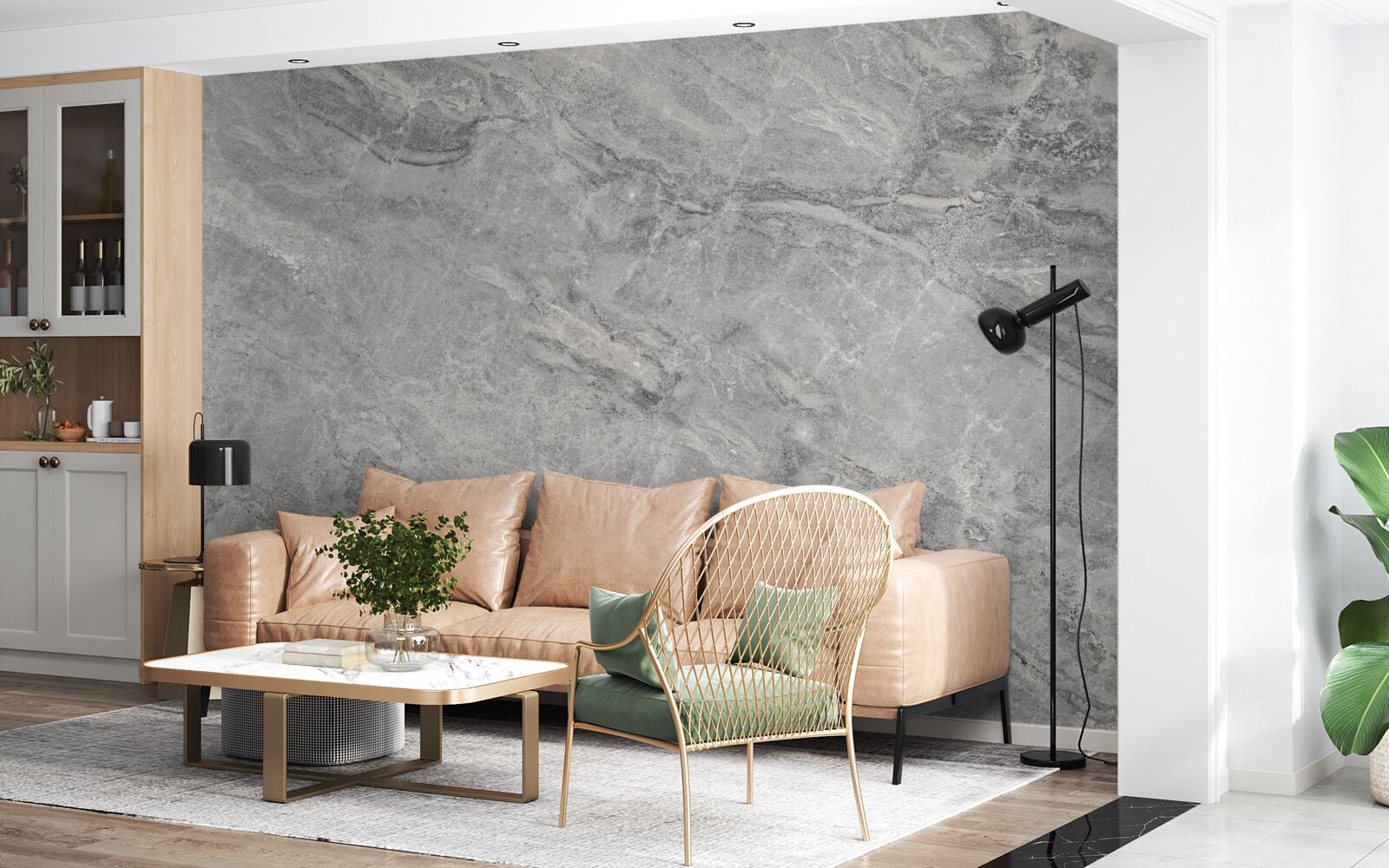 Fotobehang grijze porseleinen tegels met vage randen