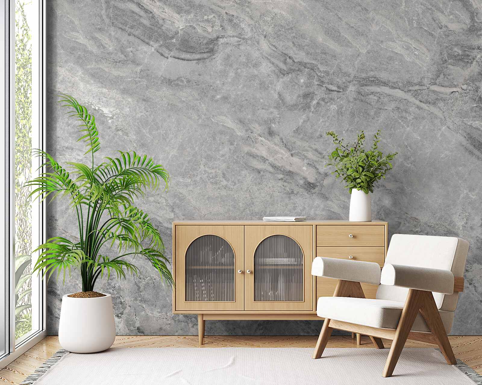 Fotobehang grijze porseleinen tegels met vage randen