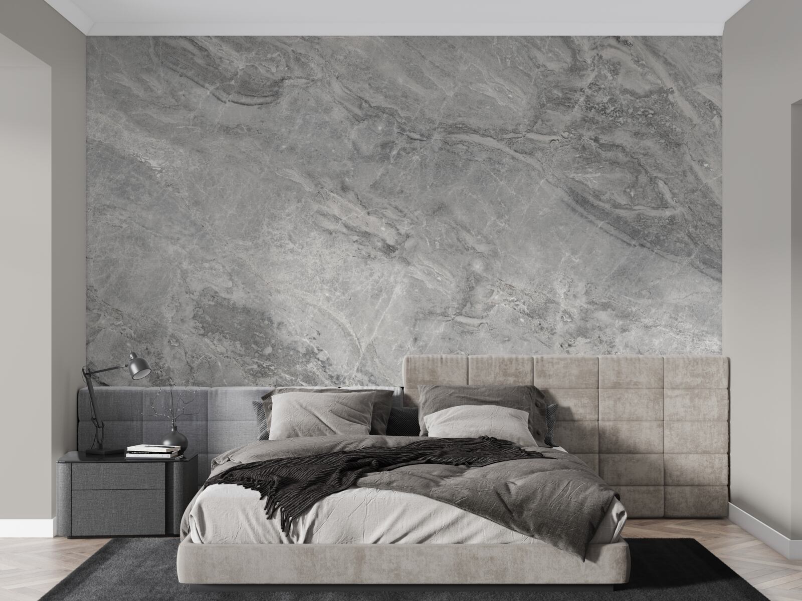 Fotobehang grijze porseleinen tegels met vage randen