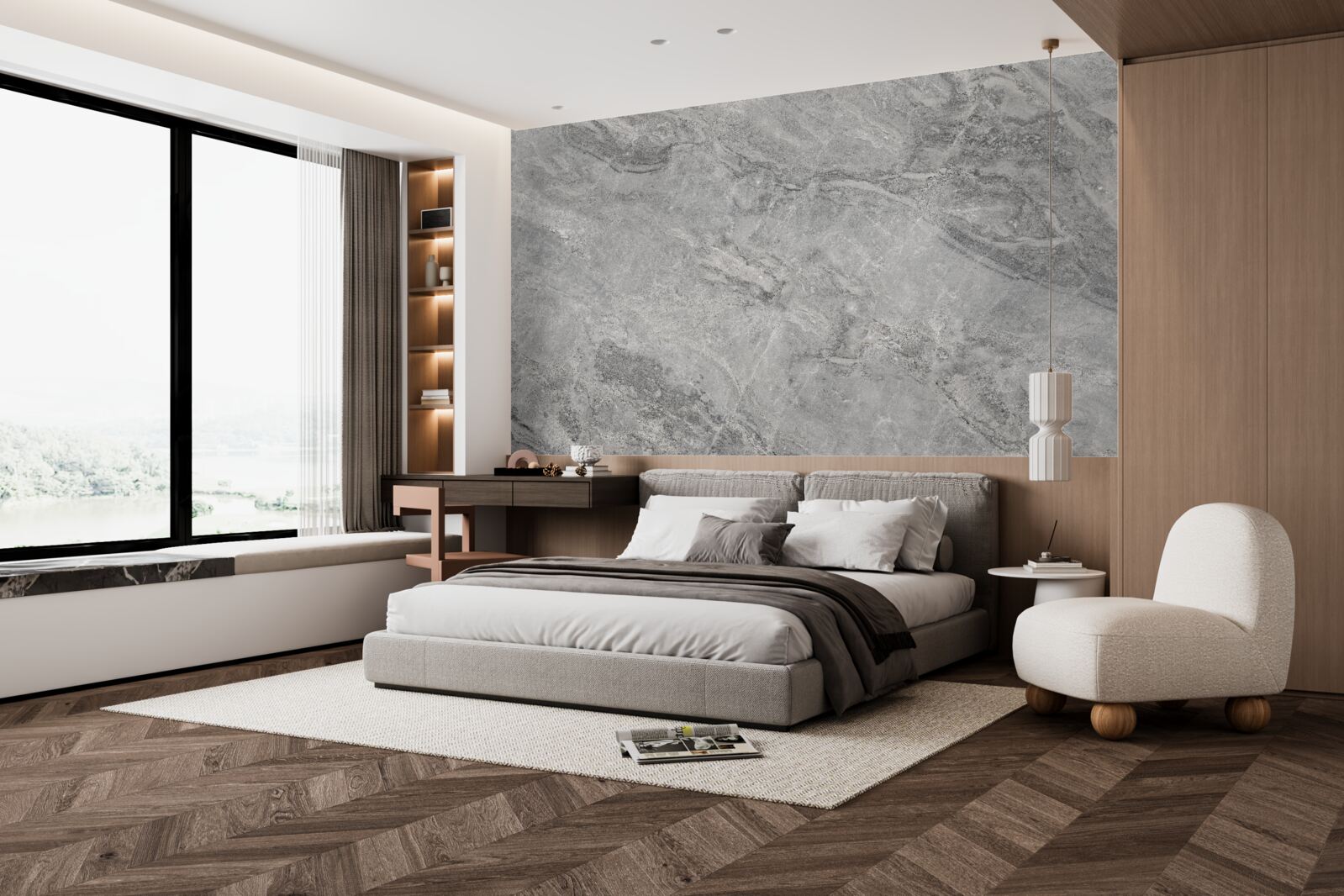 Fotobehang grijze porseleinen tegels met vage randen