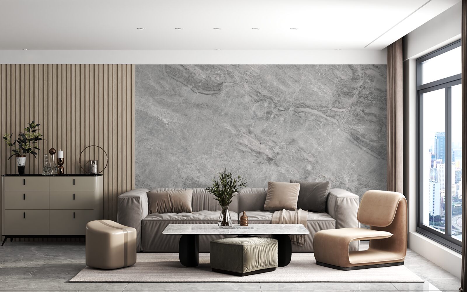 Fotobehang grijze porseleinen tegels met vage randen