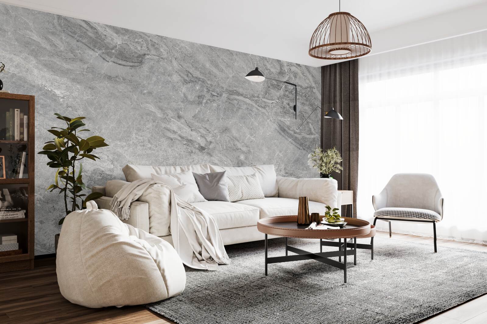 Fotobehang grijze porseleinen tegels met vage randen