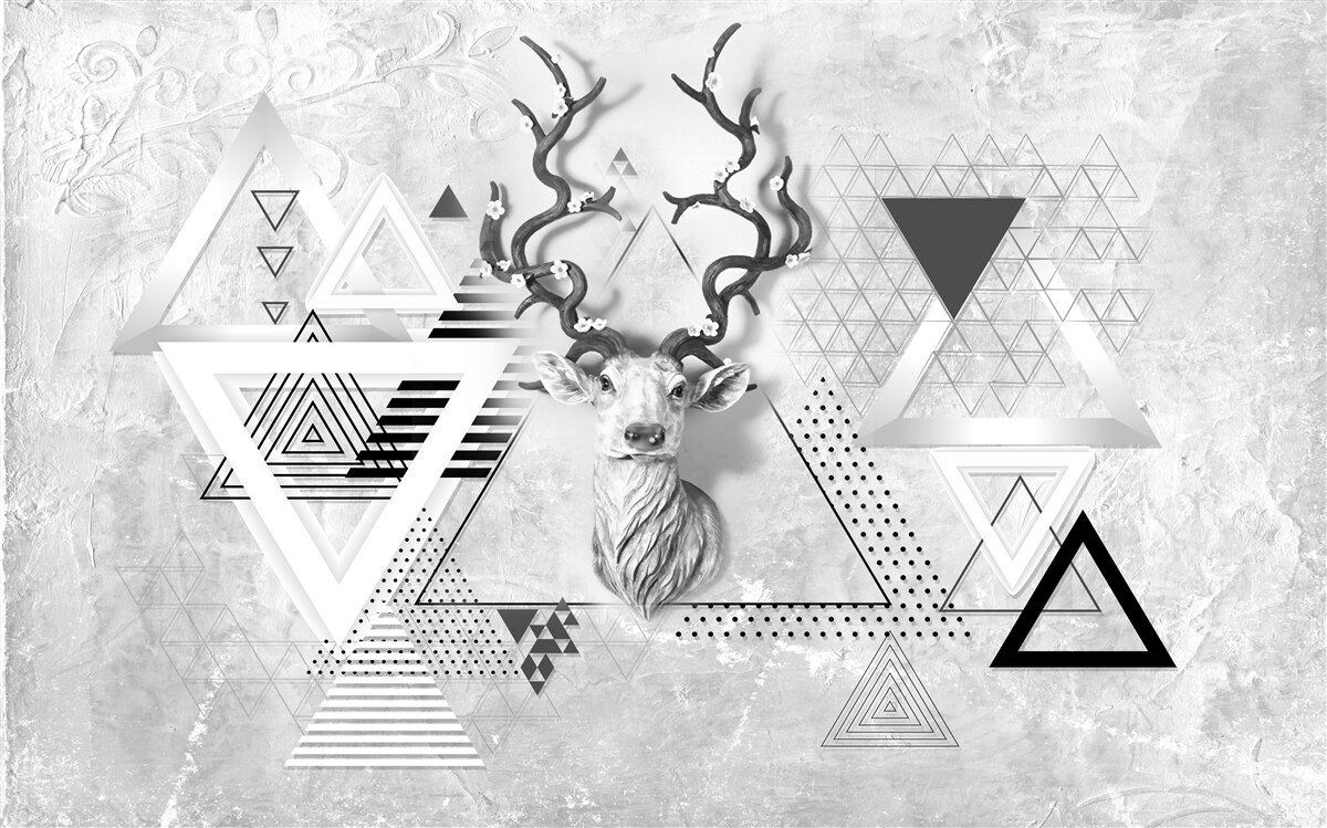 Fotobehang abstract geometrisch beeld van een trots hert