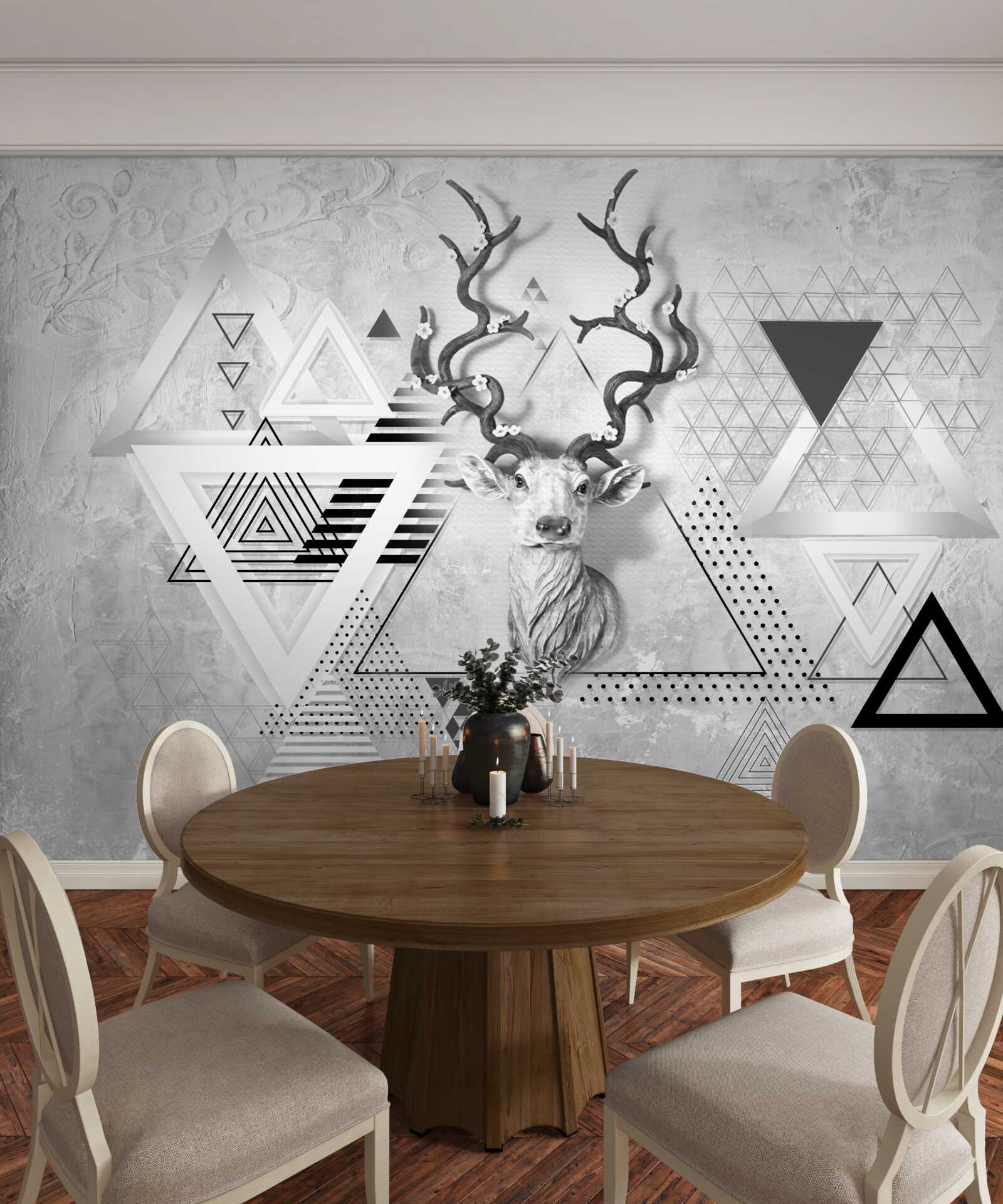 Fotobehang abstract geometrisch beeld van een trots hert