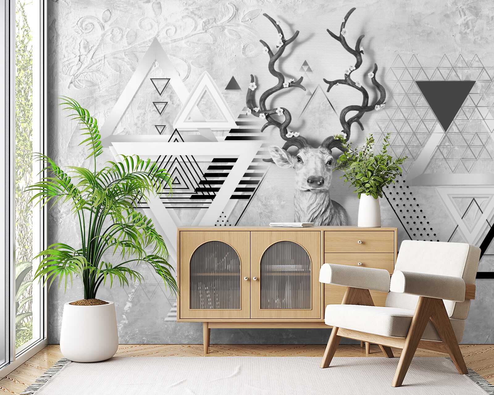 Fotobehang abstract geometrisch beeld van een trots hert