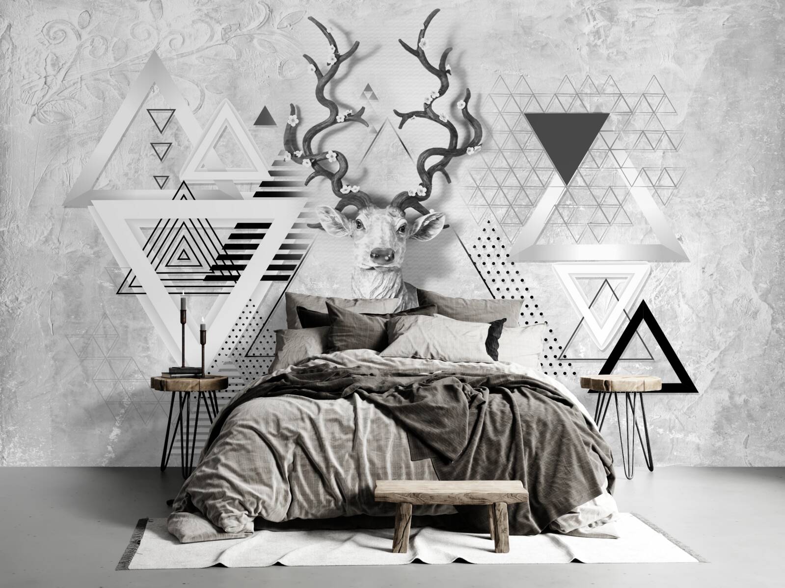 Fotobehang abstract geometrisch beeld van een trots hert