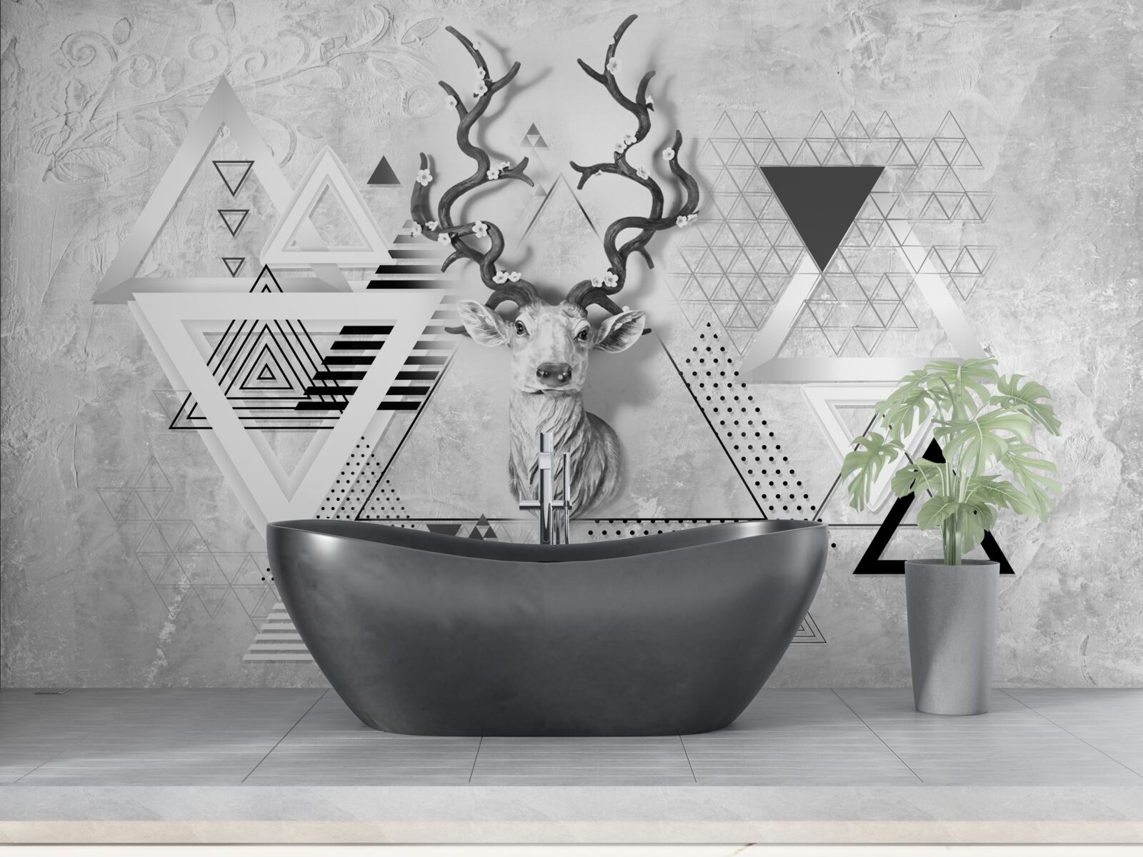 Fotobehang abstract geometrisch beeld van een trots hert