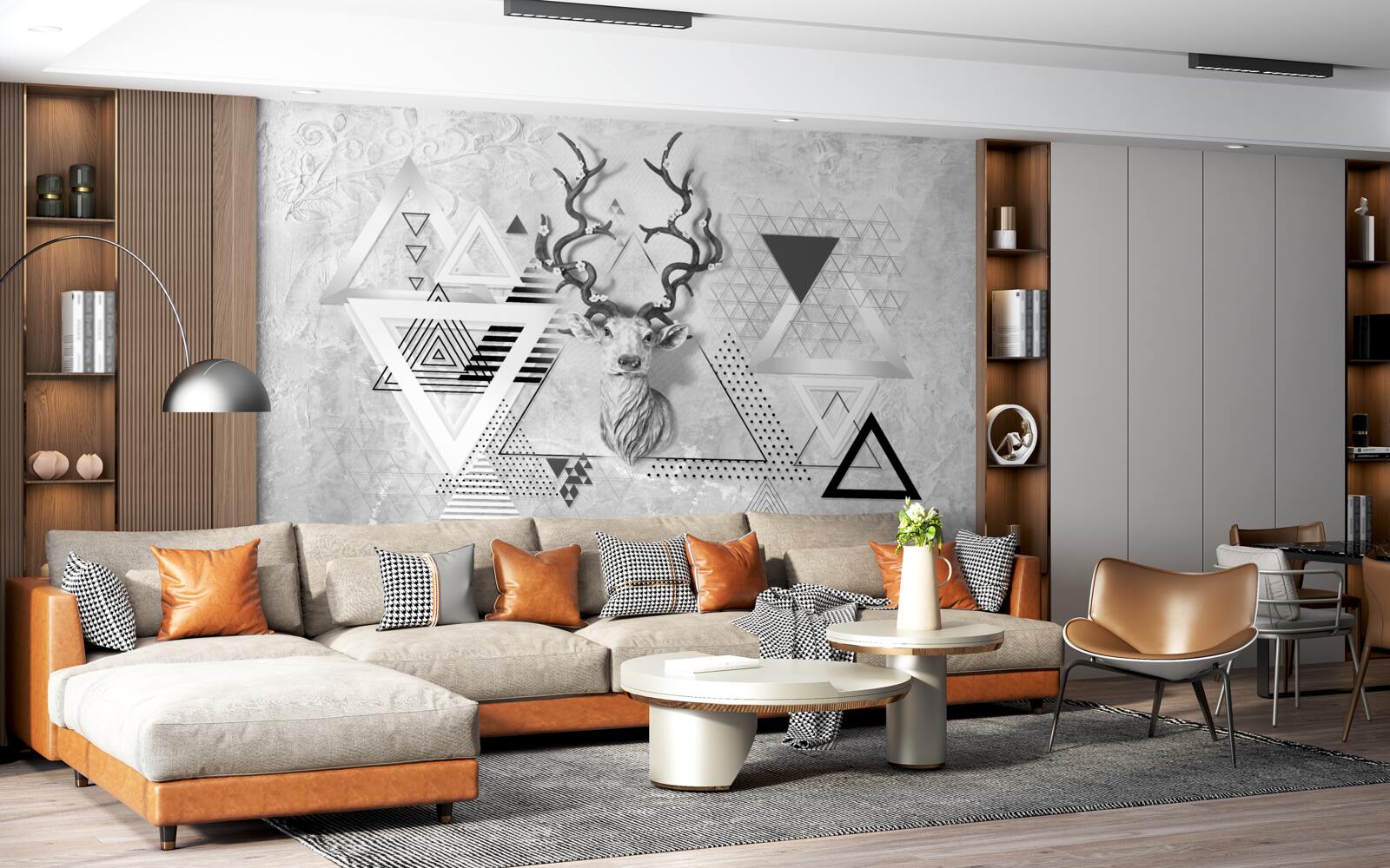 Fotobehang abstract geometrisch beeld van een trots hert