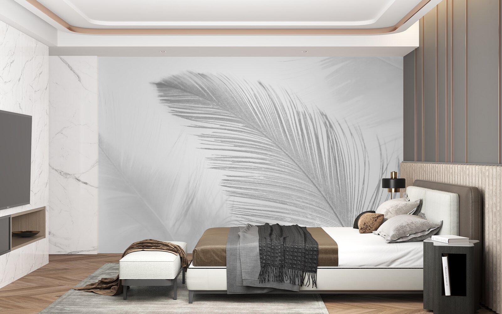 Fotobehang twee grote heldere veren