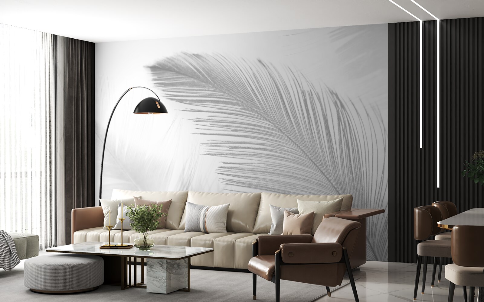 Fotobehang twee grote heldere veren