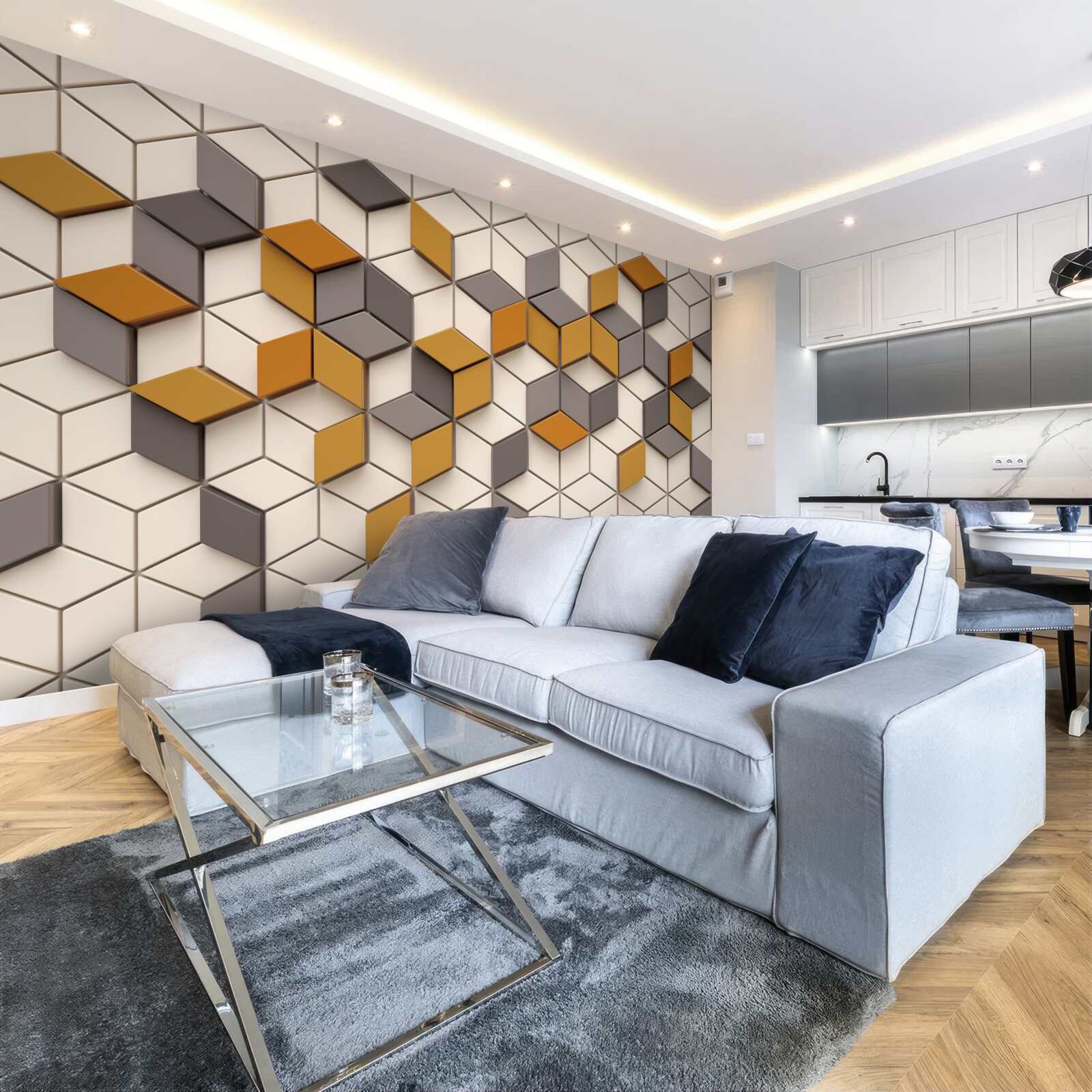 Fotobehang blokken met verschillende randen