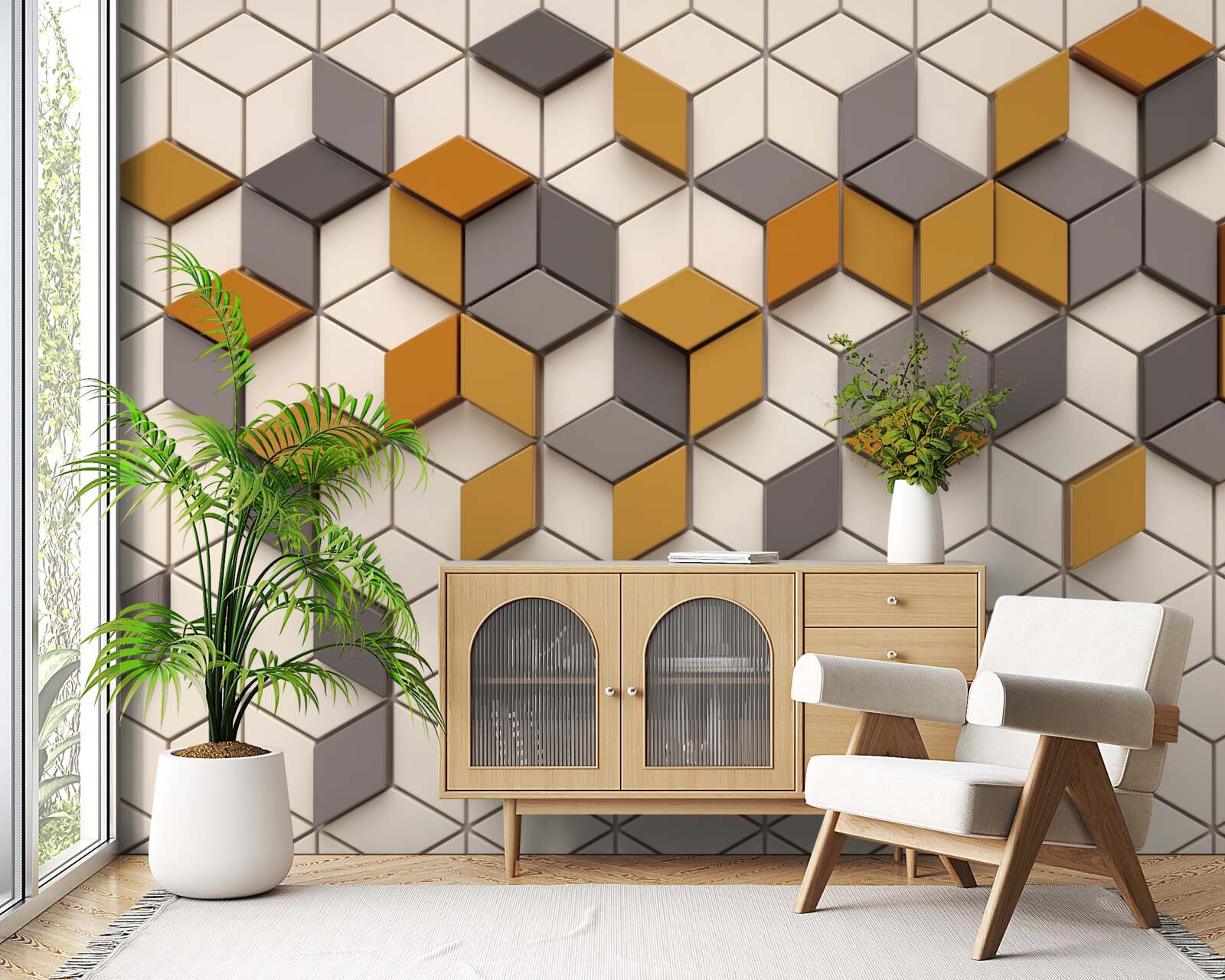 Fotobehang blokken met verschillende randen