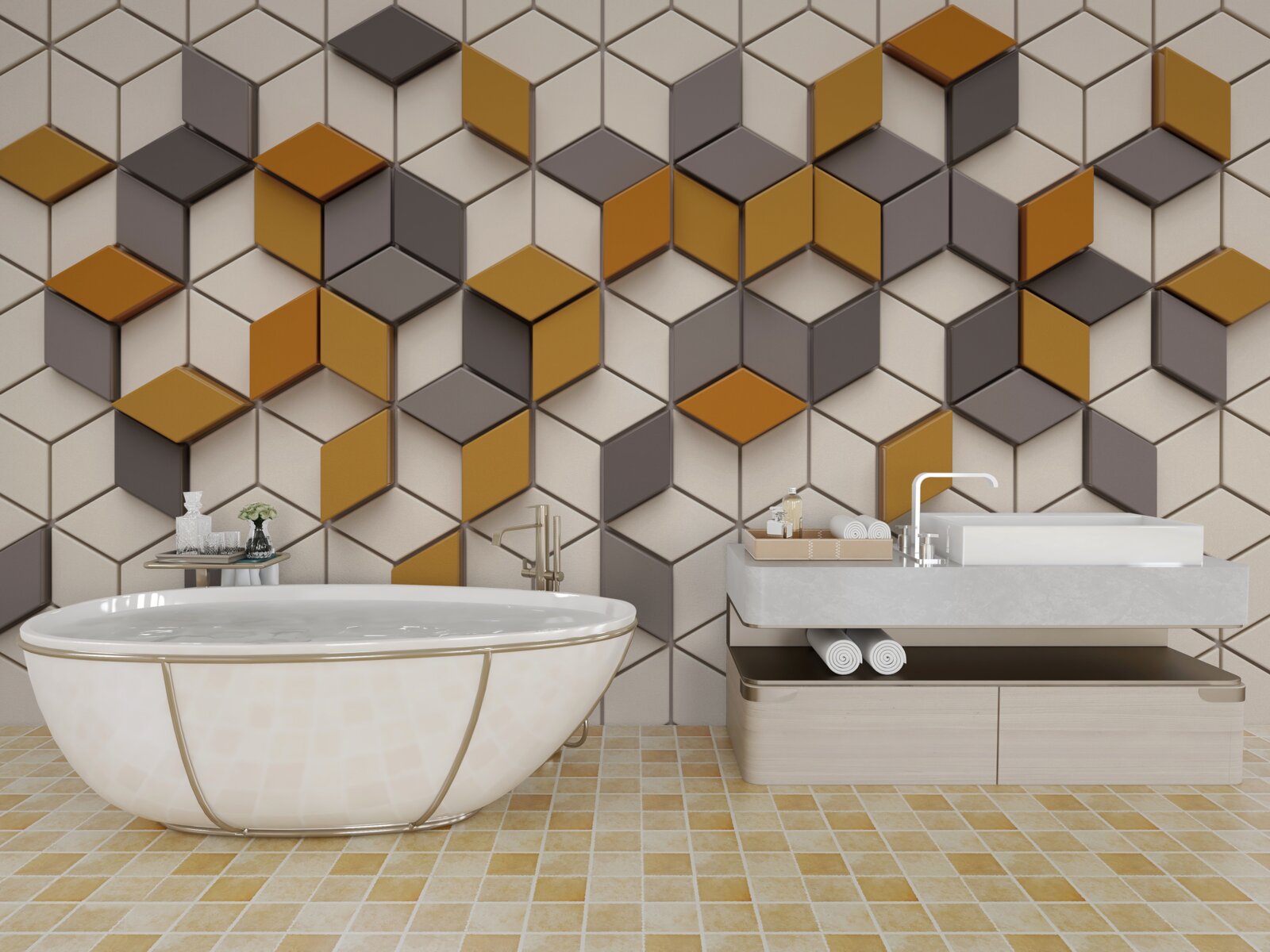 Fotobehang blokken met verschillende randen