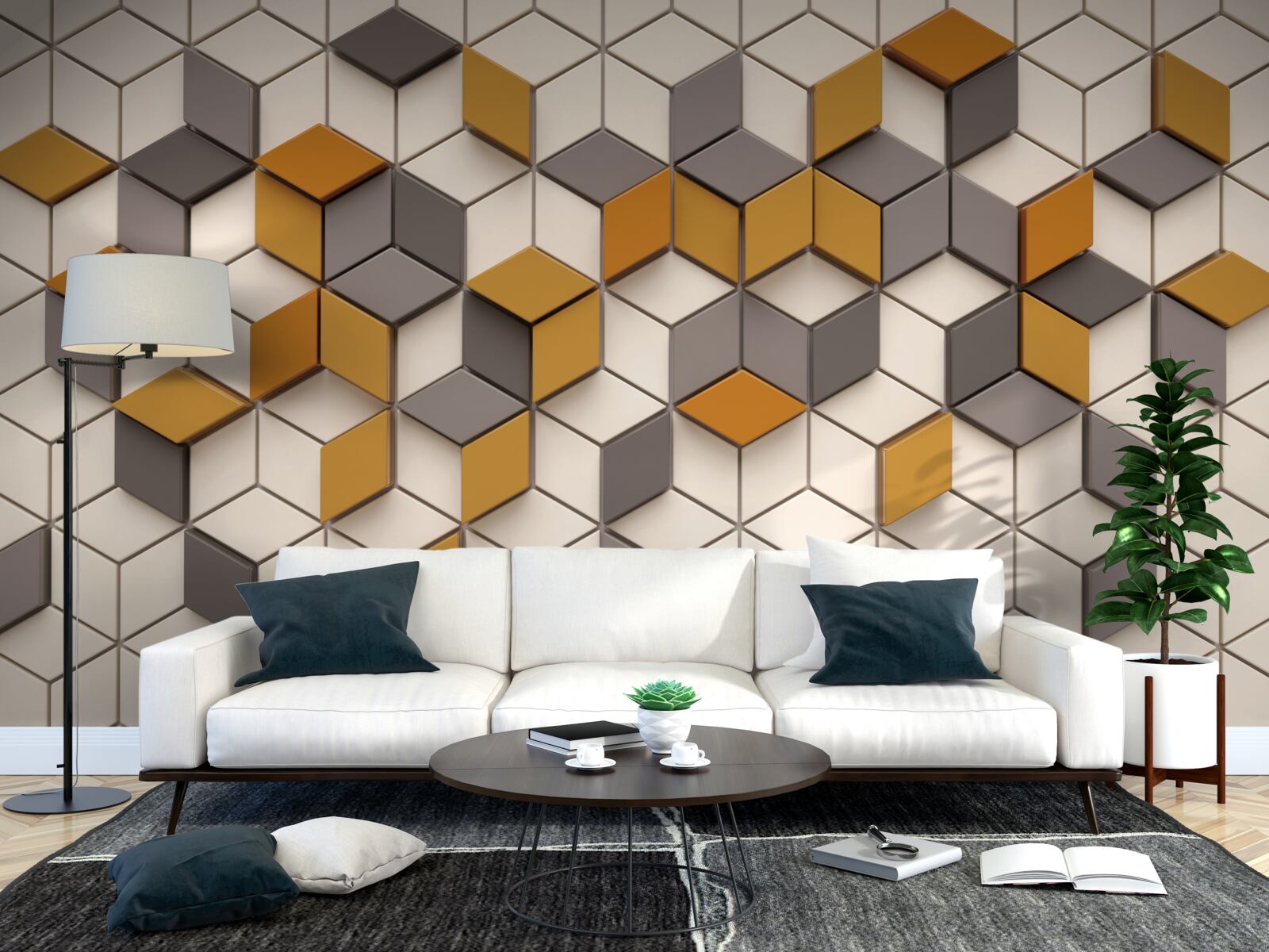 Fotobehang blokken met verschillende randen