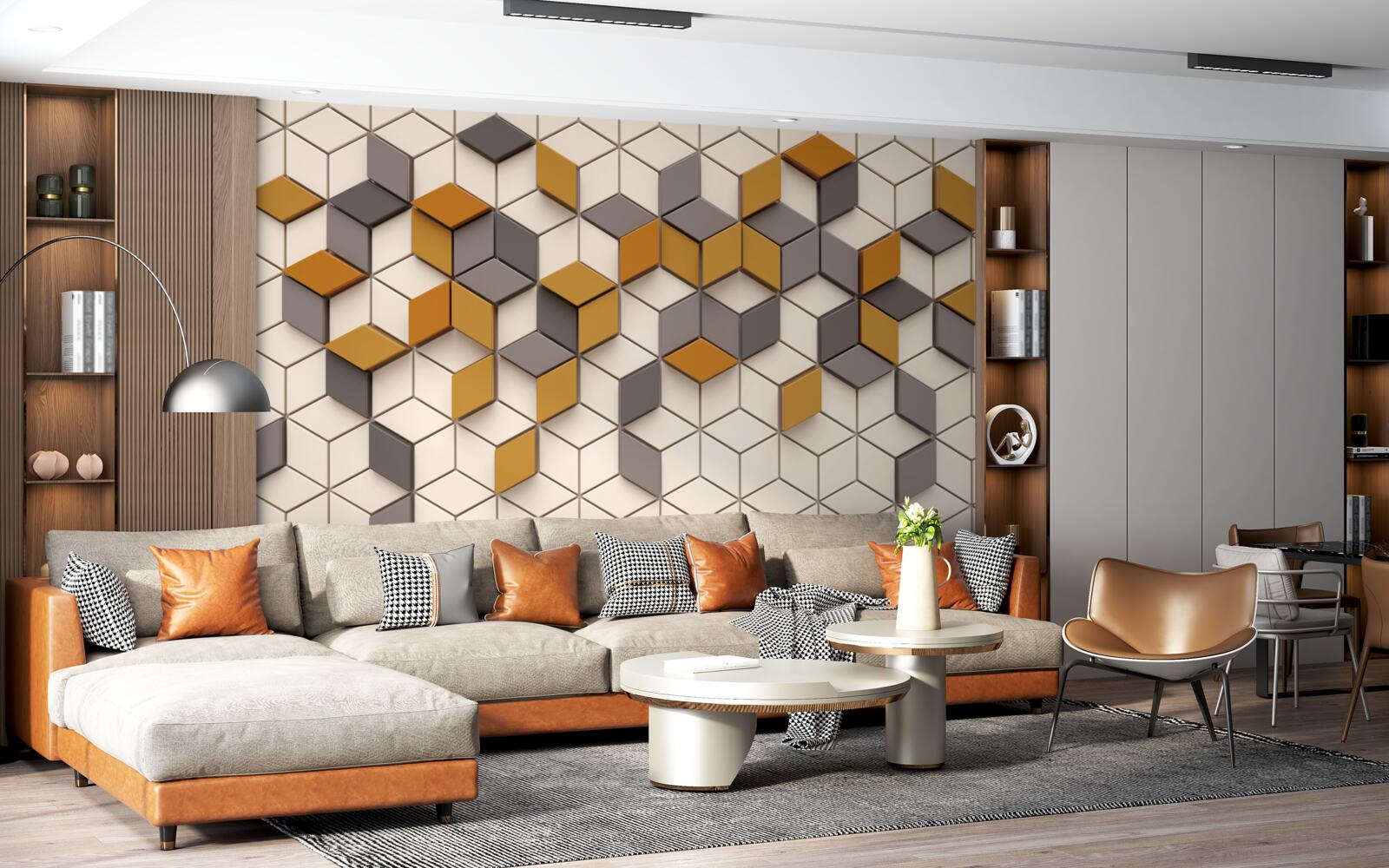 Fotobehang blokken met verschillende randen