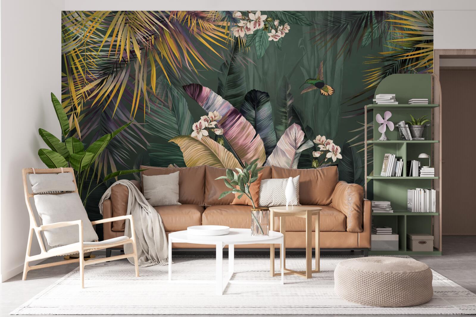 Fotobehang vederachtige planten in een nachtelijk bos