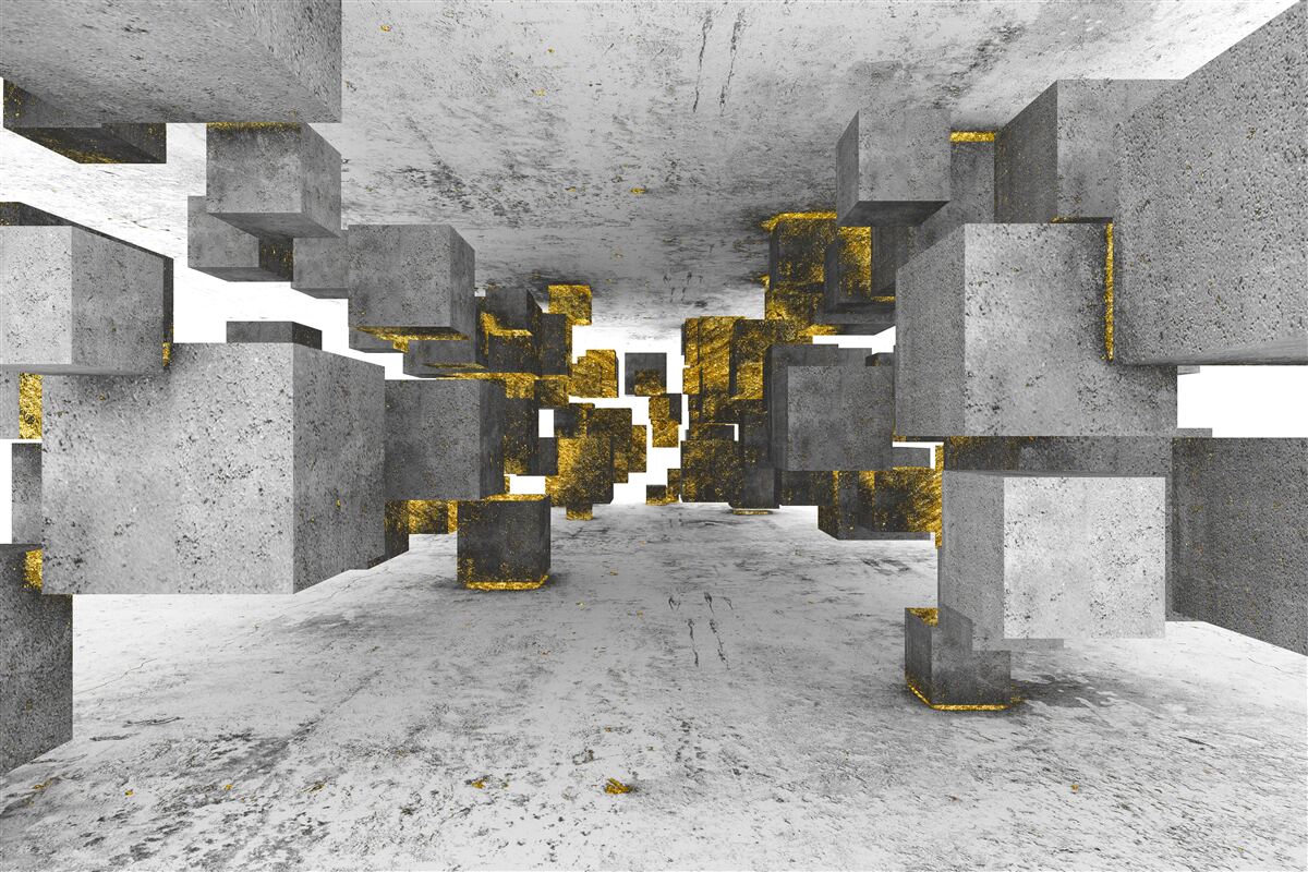 Fotobehang enkels zwevend in de lucht met gouden details