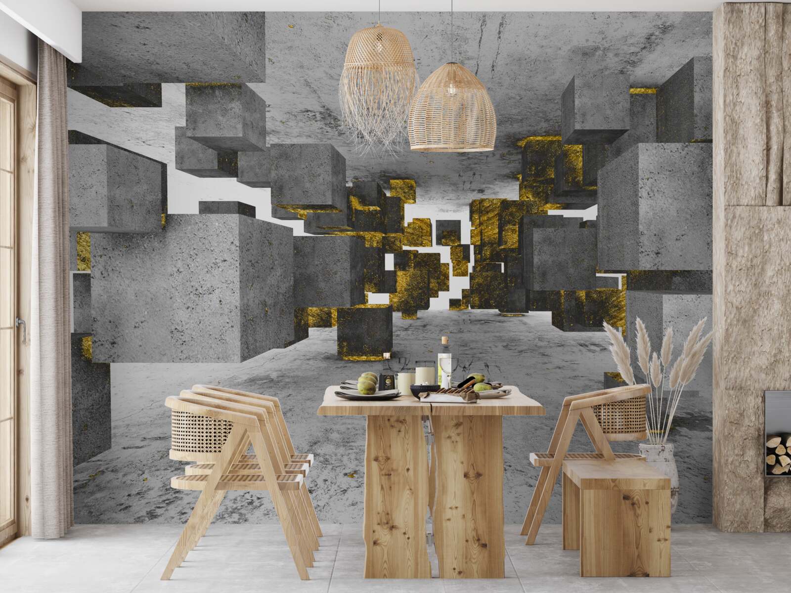 Fotobehang enkels zwevend in de lucht met gouden details