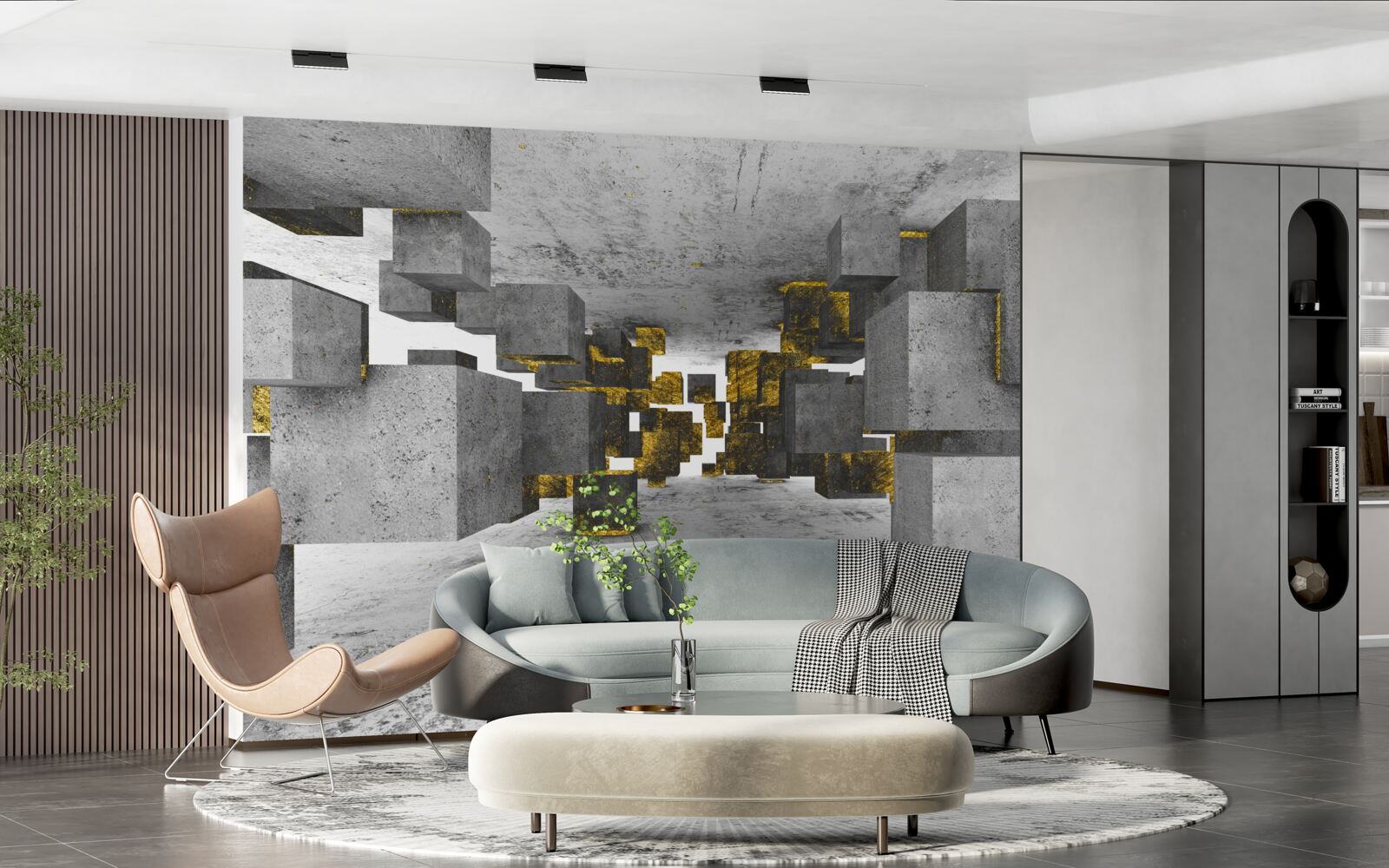 Fotobehang enkels zwevend in de lucht met gouden details