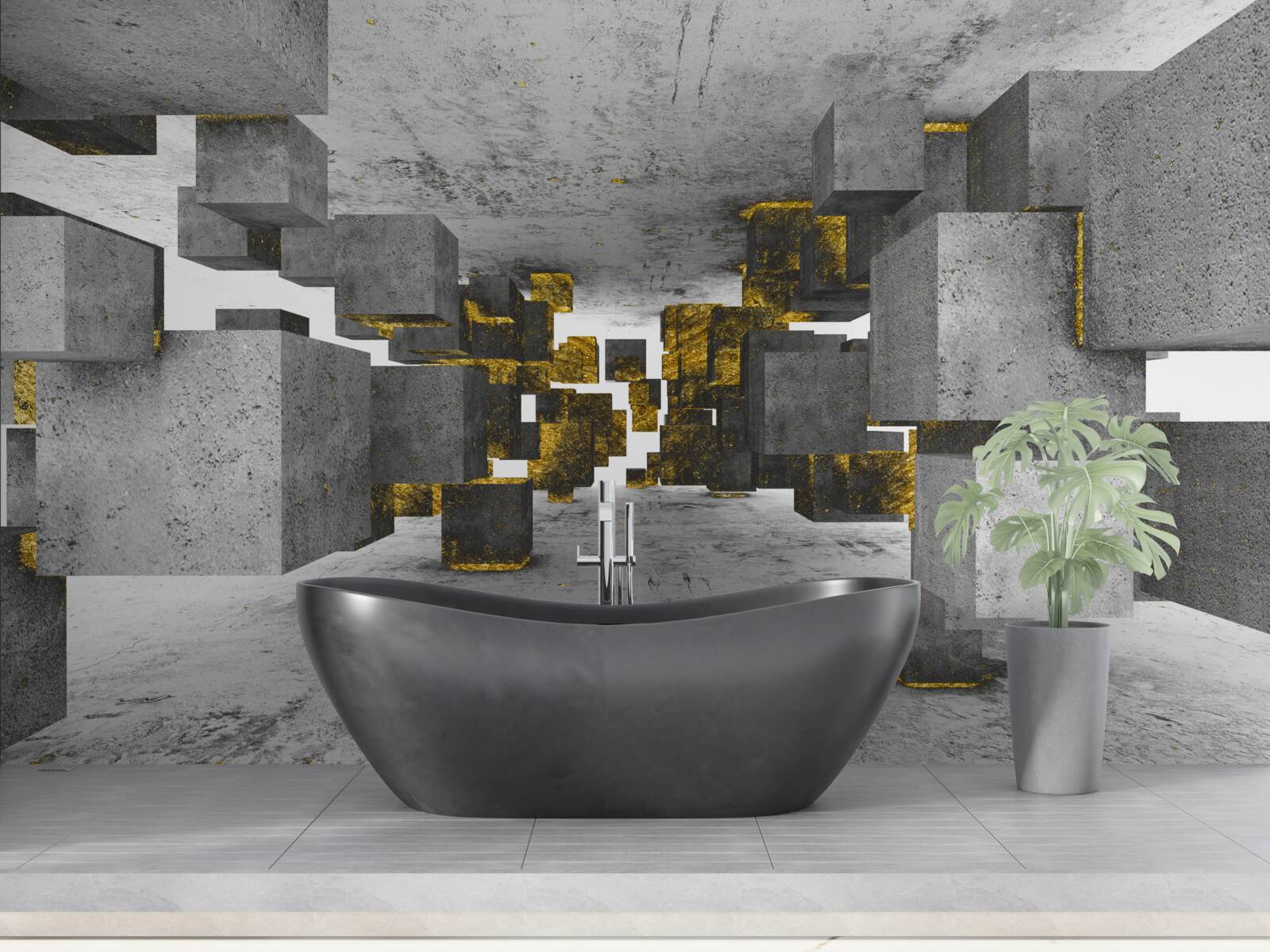 Fotobehang enkels zwevend in de lucht met gouden details