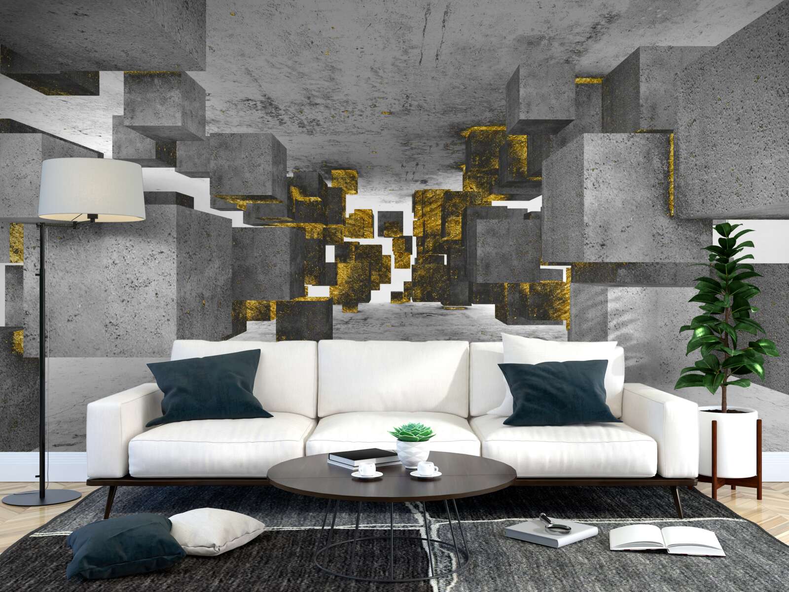 Fotobehang enkels zwevend in de lucht met gouden details