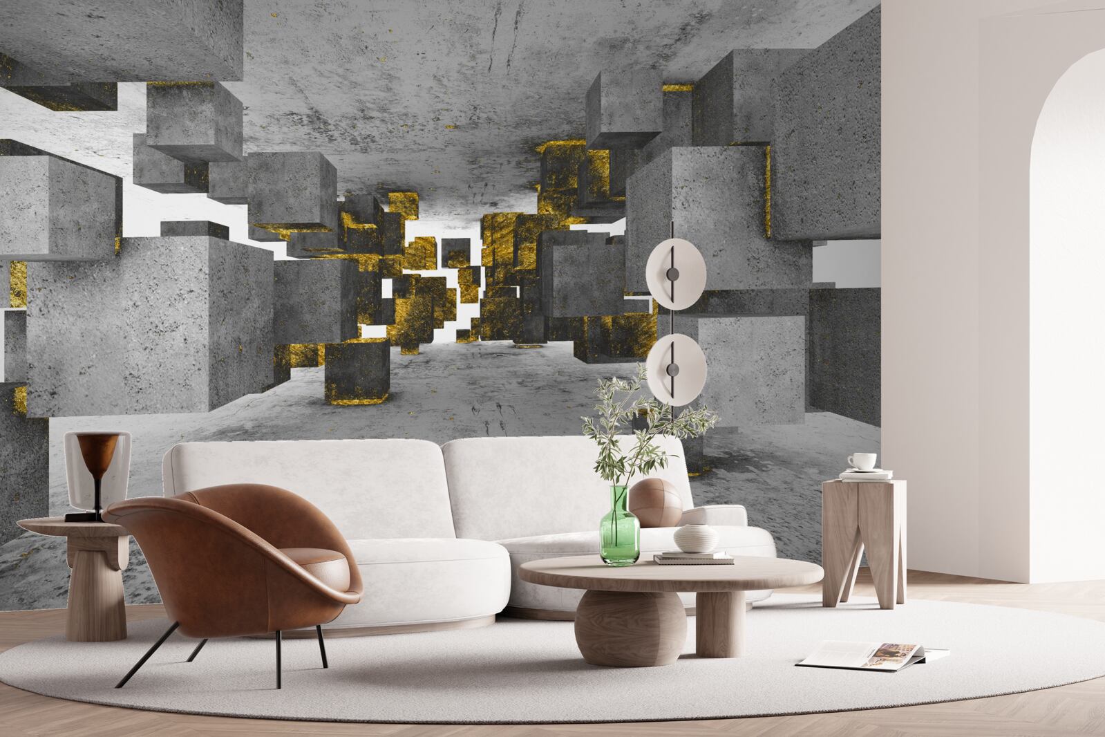 Fotobehang enkels zwevend in de lucht met gouden details