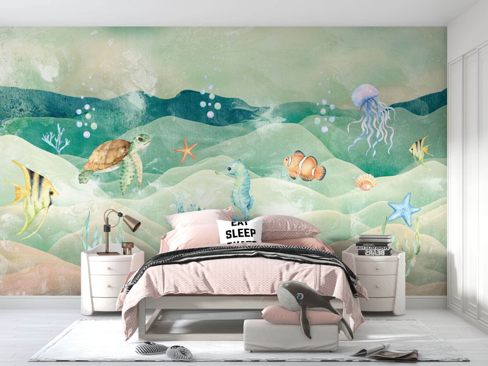 Fotobehang veel zeeleven en verschillende vissen