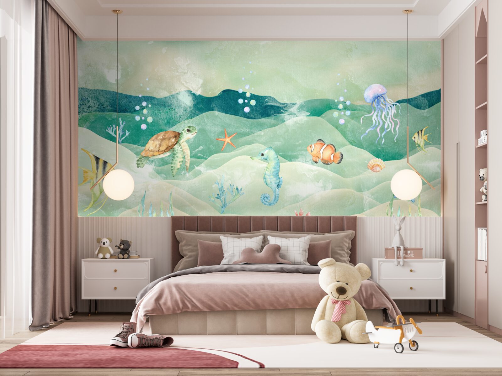 Fotobehang veel zeeleven en verschillende vissen