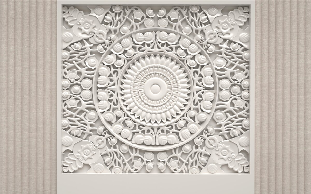 Fotobehang volume reliëf op een grijze achtergrond