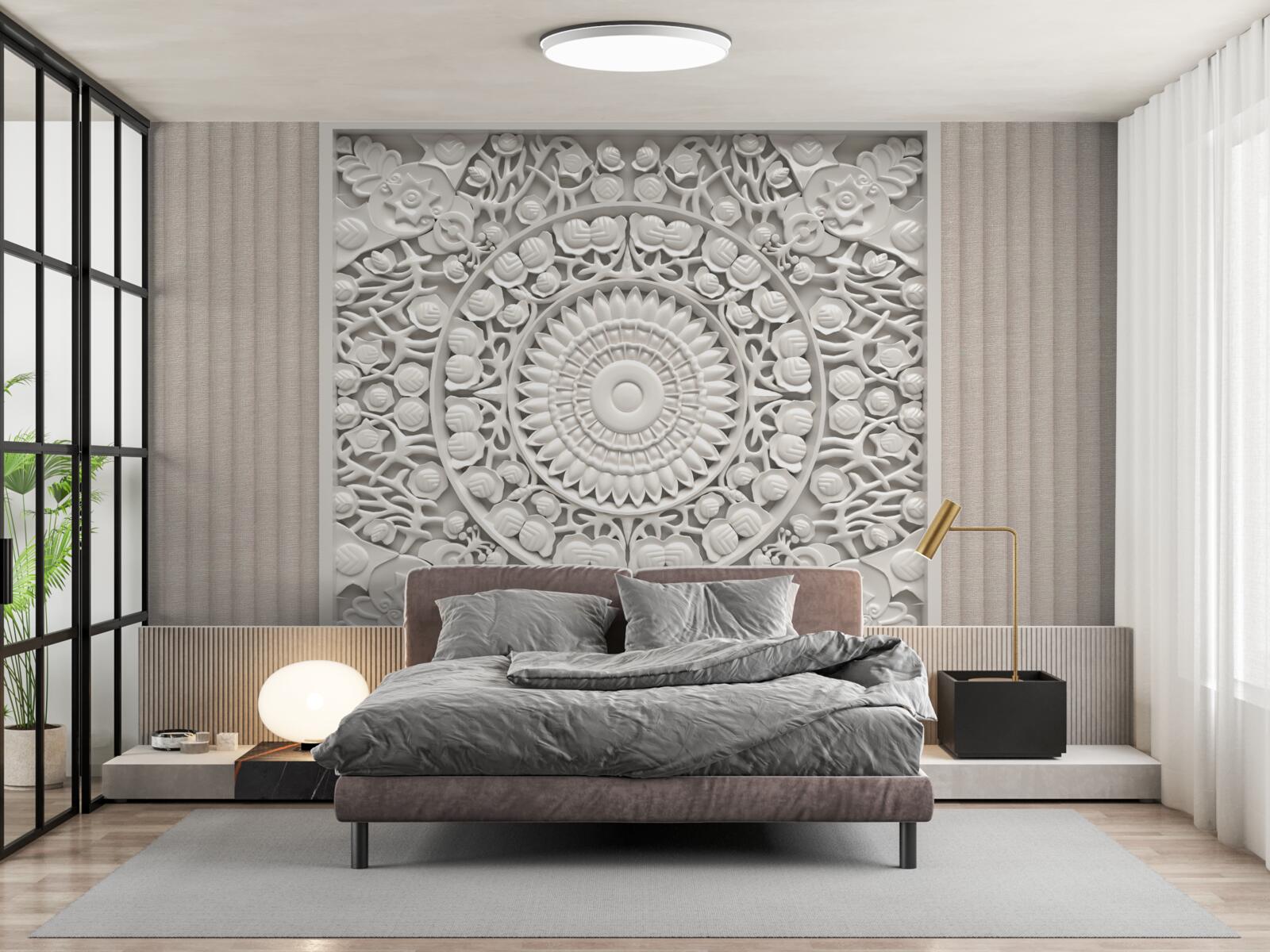 Fotobehang volume reliëf op een grijze achtergrond