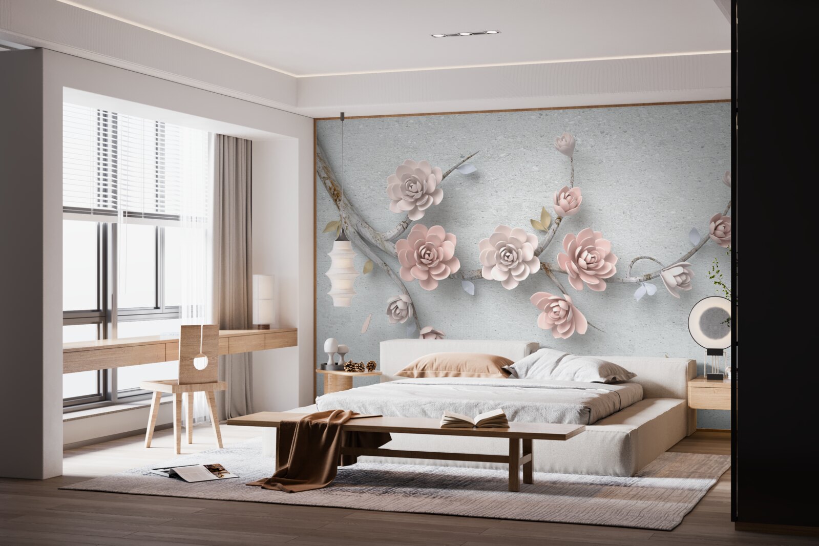 Fotobehang onafhankelijke tak met opengaande knoppen