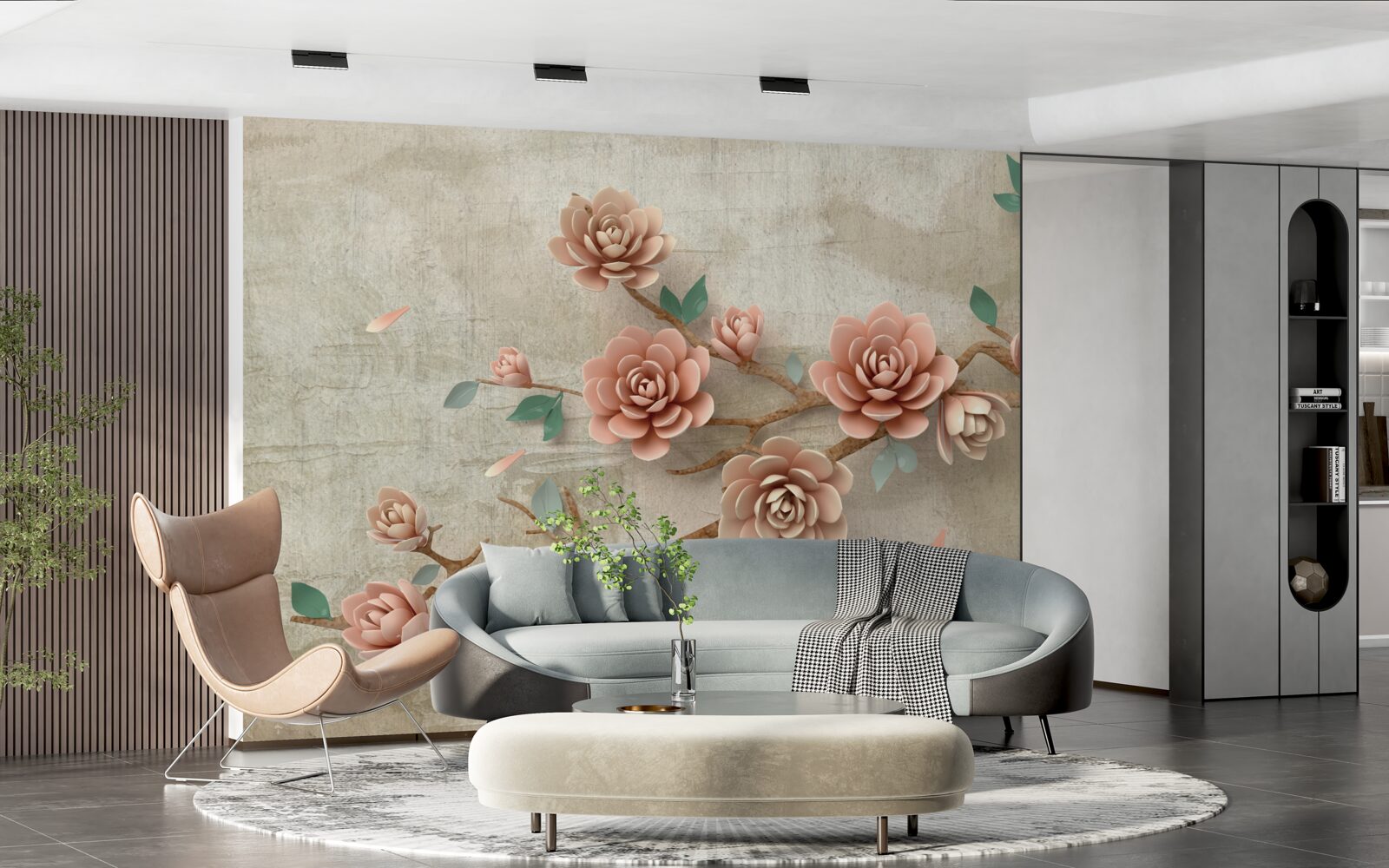 Fotobehang als het regent, verschijnen er bruine knoppen aan de takken