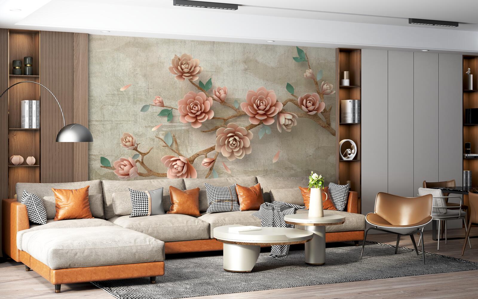 Fotobehang als het regent, verschijnen er bruine knoppen aan de takken