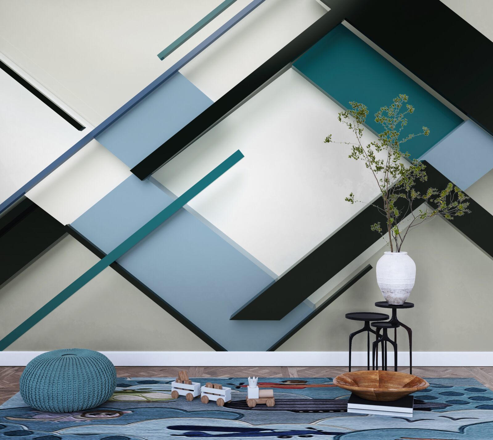 Fotobehang geometrische vormen in abstractie