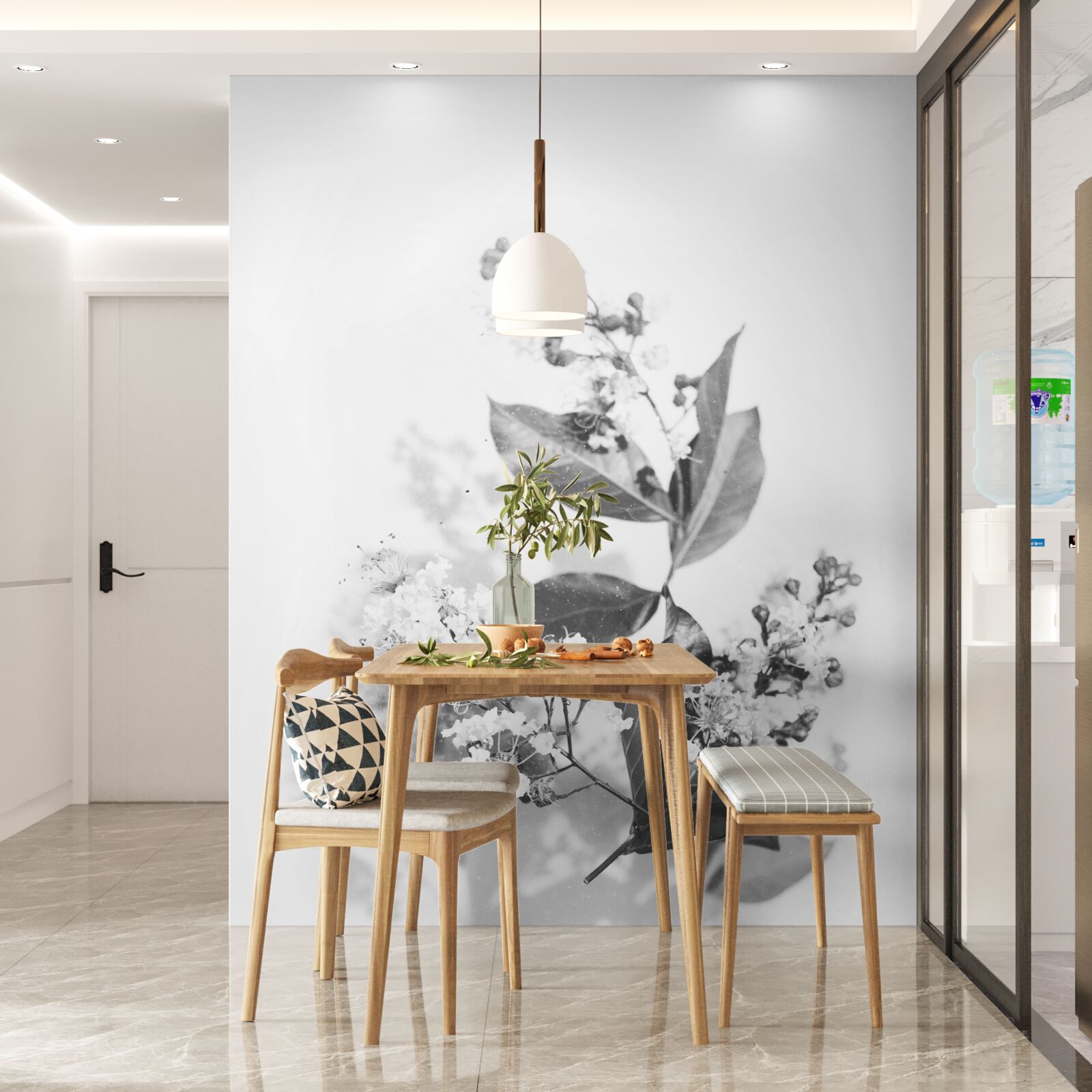 Fotobehang een tak met bloemknoppen van smaragdgroene schoonheid