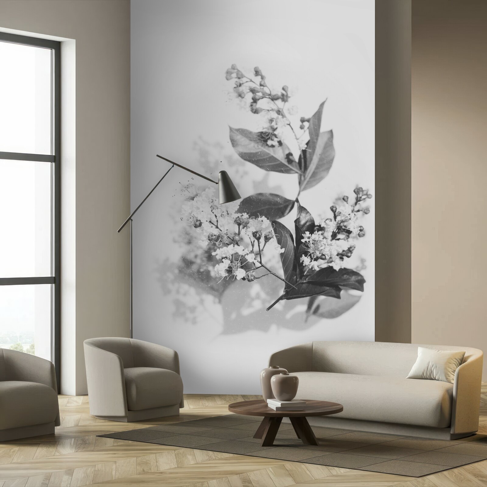 Fotobehang een tak met bloemknoppen van smaragdgroene schoonheid